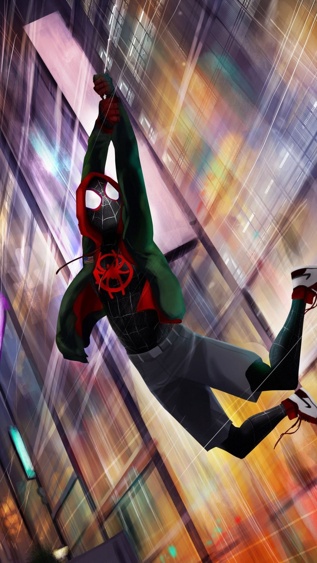 Wallpaper #bttkMpMB3oUMxGFS_z35360 Movie Animated Spider Verse Miles Morales Swing 1080x1920