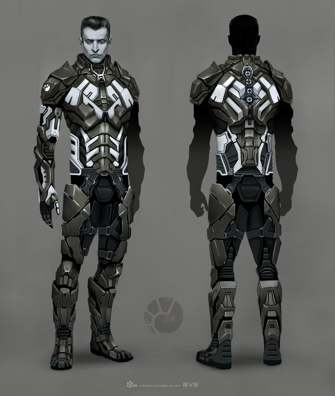 Wallpaper #Q2cF-JIBSpphPi3-IohL244 Two Different Views of a Man in Futuristic Armor One is Standing with