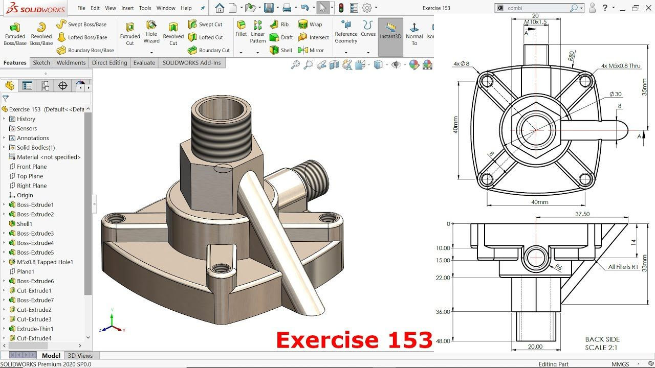 Wallpaper #v5yE4pIBZHQxiYarF8Bm165 Solidworks Complex Part Modelling Exercise 153