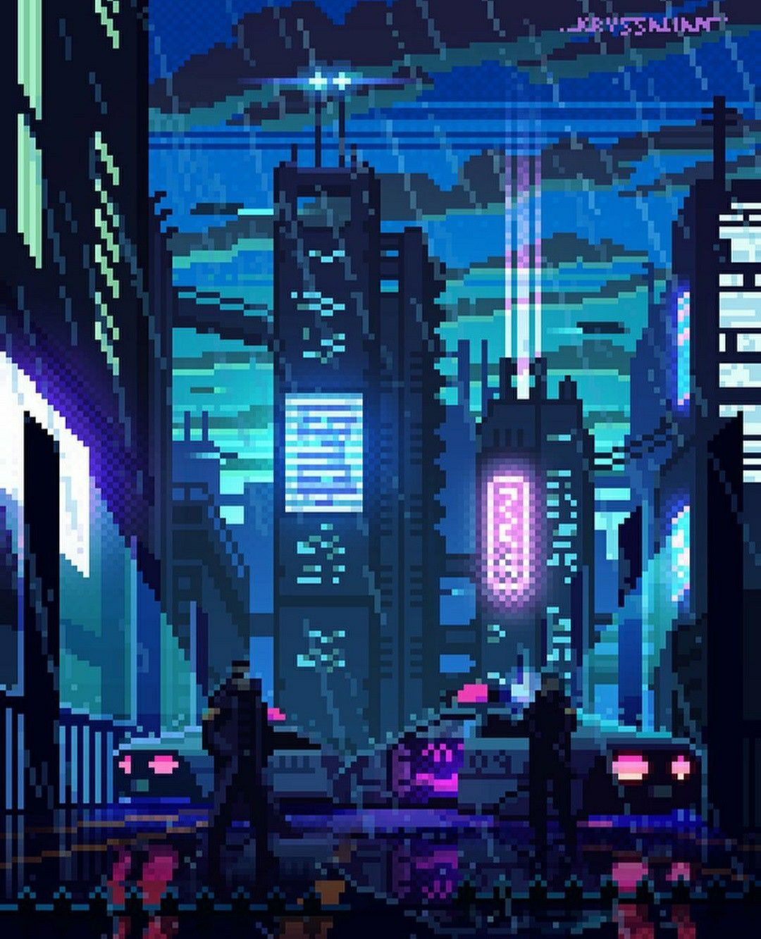 Wallpaper #EnSKyI4B_8f4nGFaiHPT16 Cyberpunk Pixel Art Wallpaper Wallpaperin
