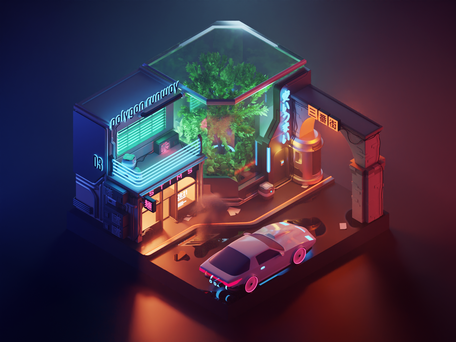 Wallpaper #RFjoM5MBzN9vxX340ToL294 Cyberpunk Archway Isometric Art Isometric Design Cyberpunk
