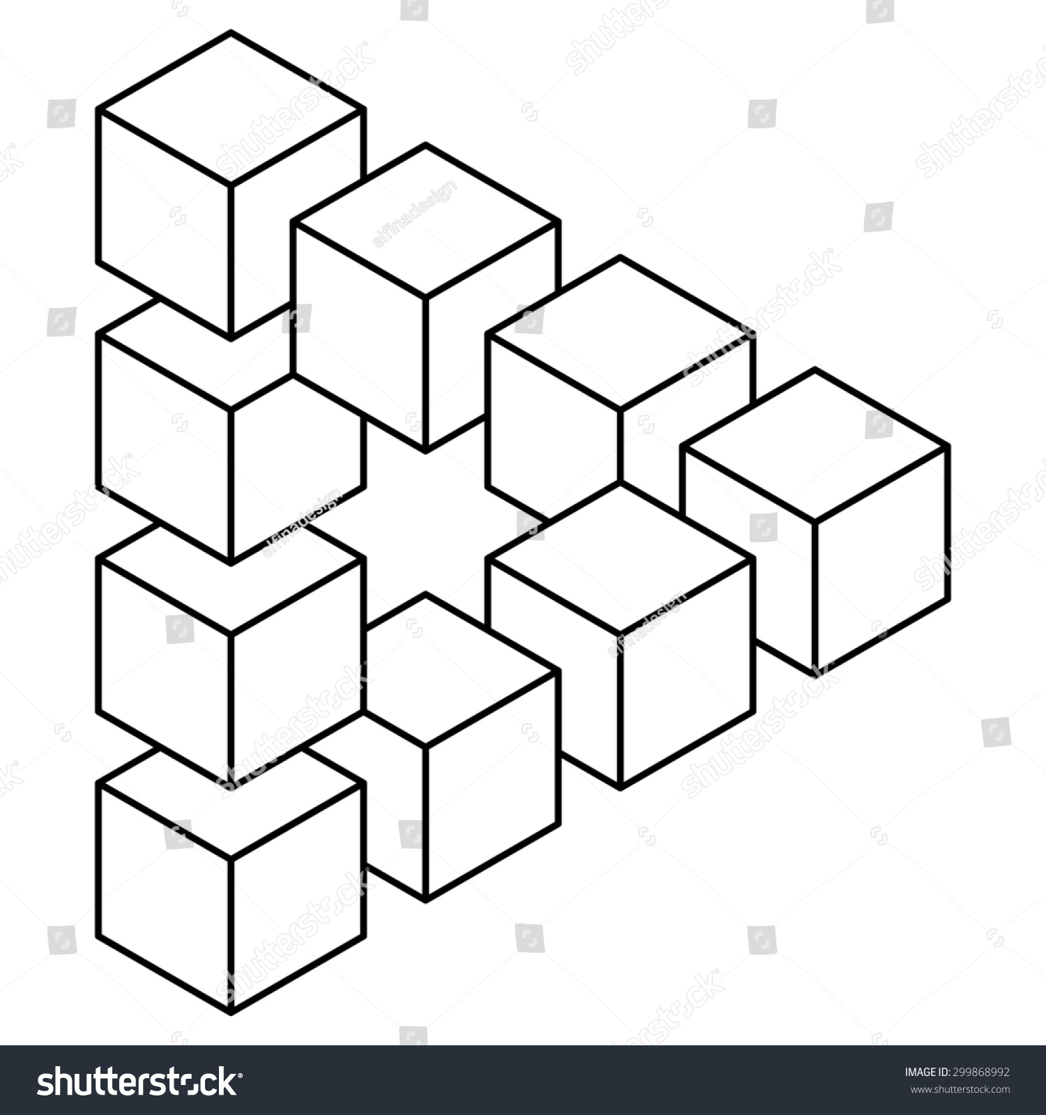 Wallpaper #hmdvBZMBSpphPi3-jLzE86 Impossible Triangle Made of Cubes Line Drawing Optical Illusion