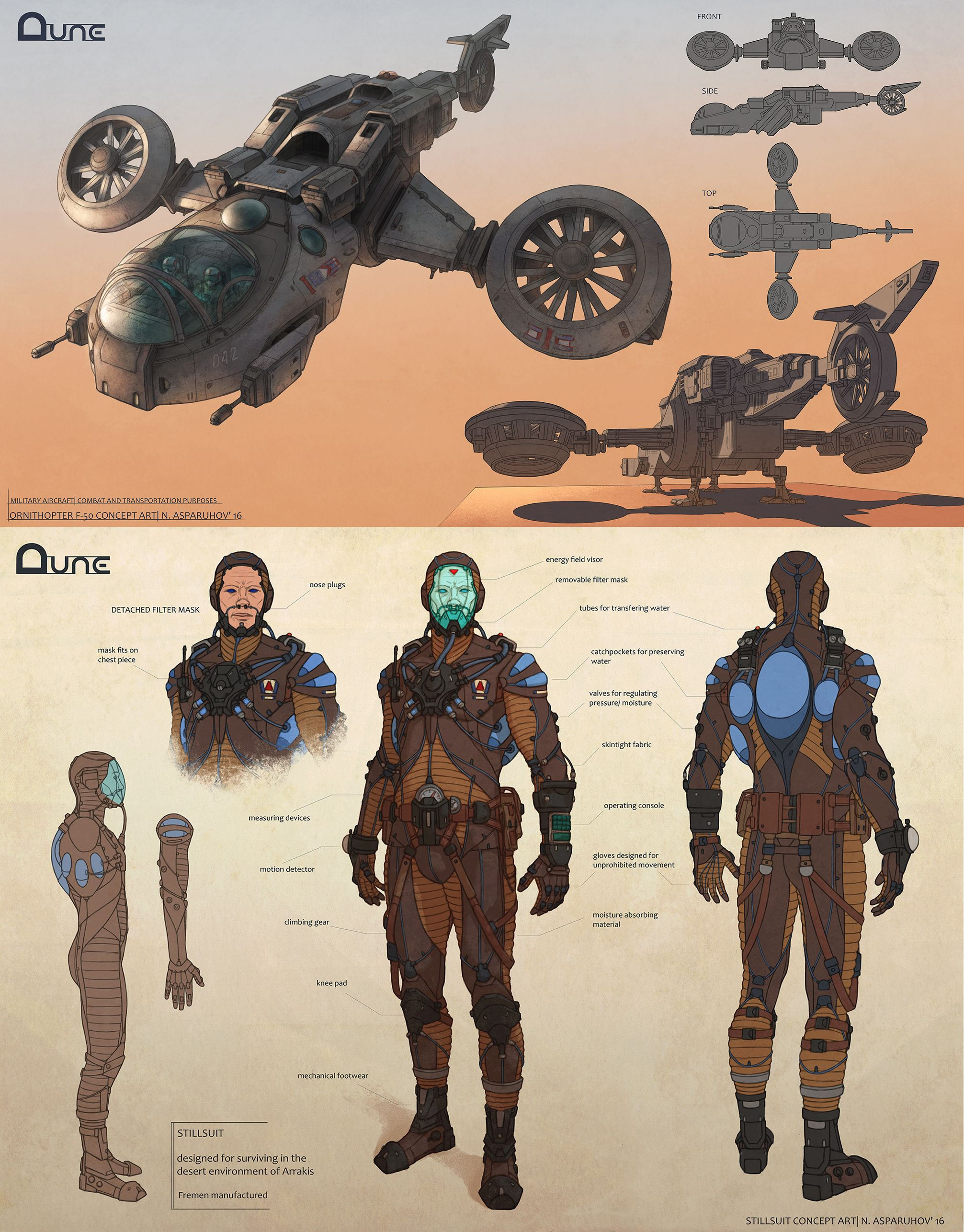Wallpaper #3YJFQJMB0GiFKesMK8Bn21 Dune Ornithopter and Stillsuit Concept by Nikolay Asparuhov Dune