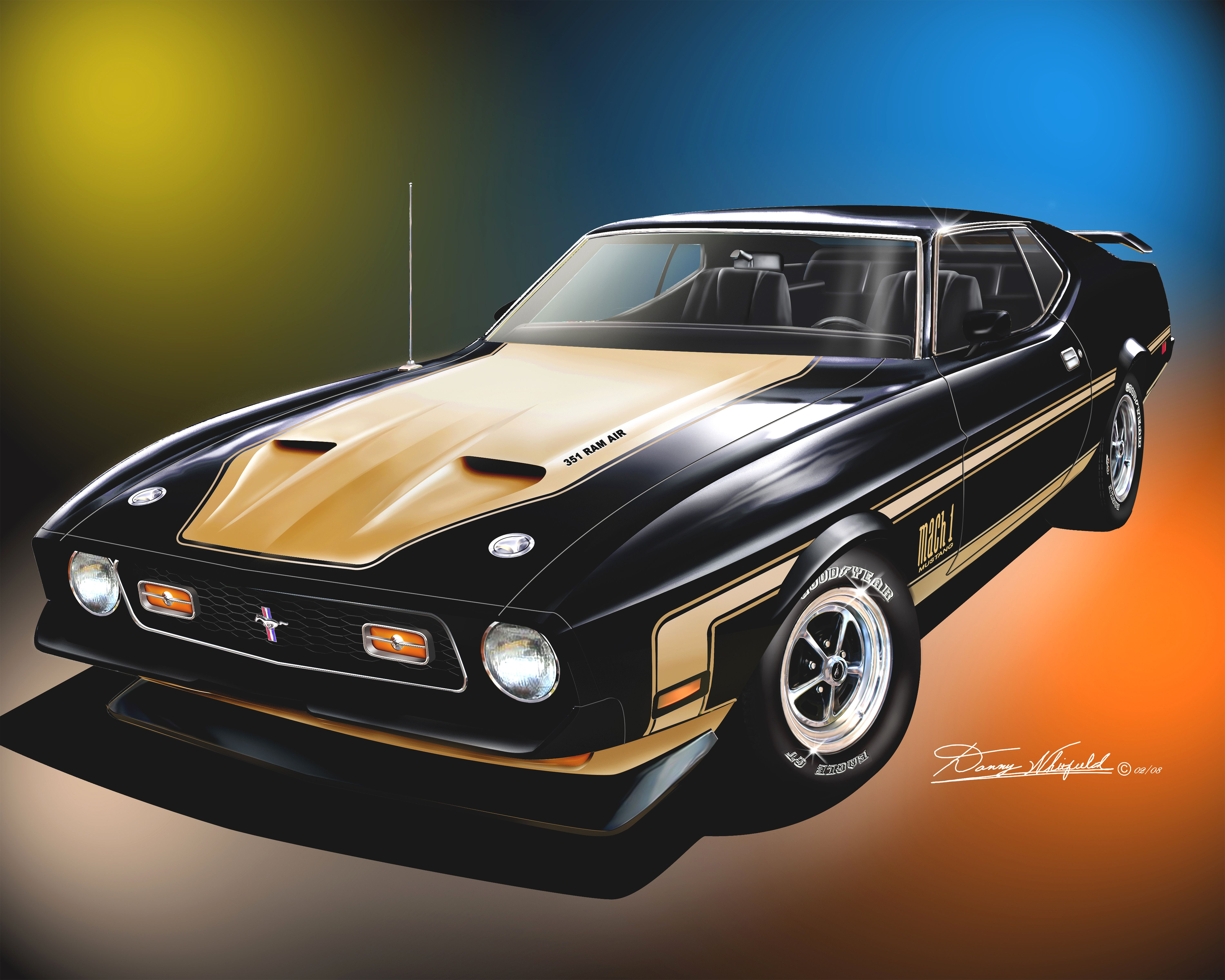 Wallpaper #X2hEJJMBSpphPi3-0zjQ73 Classic Car Wall Art Garage Man Cave Decor 1971 Ford Mustang Red Mach 1