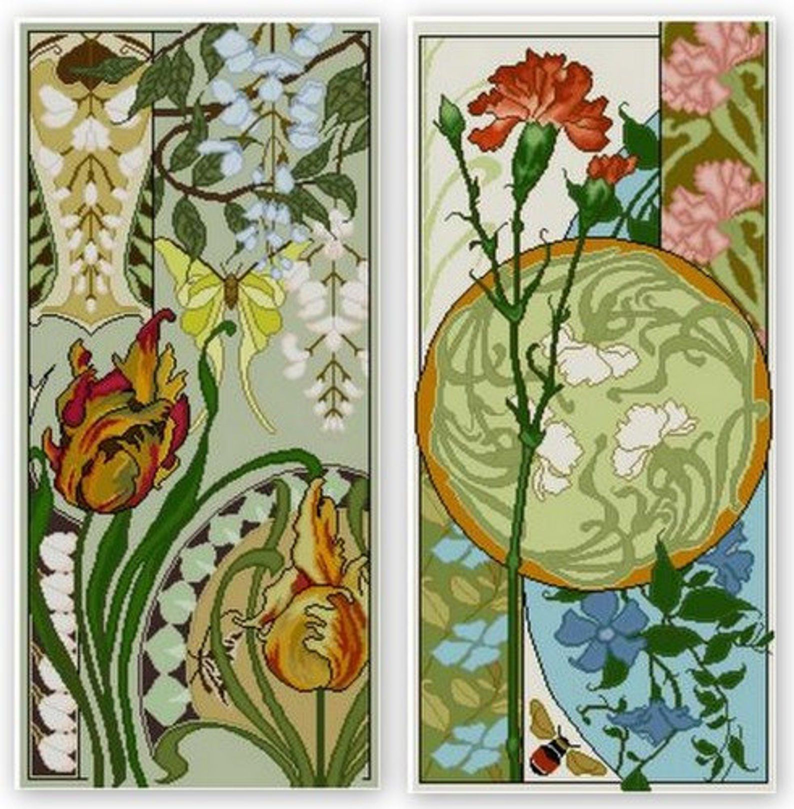 Wallpaper #pWfB7pIBSpphPi3-dF4W159 Sale Set a 8 Art Nouveau Floral Cross Stitch Patterns Pdf Carnation