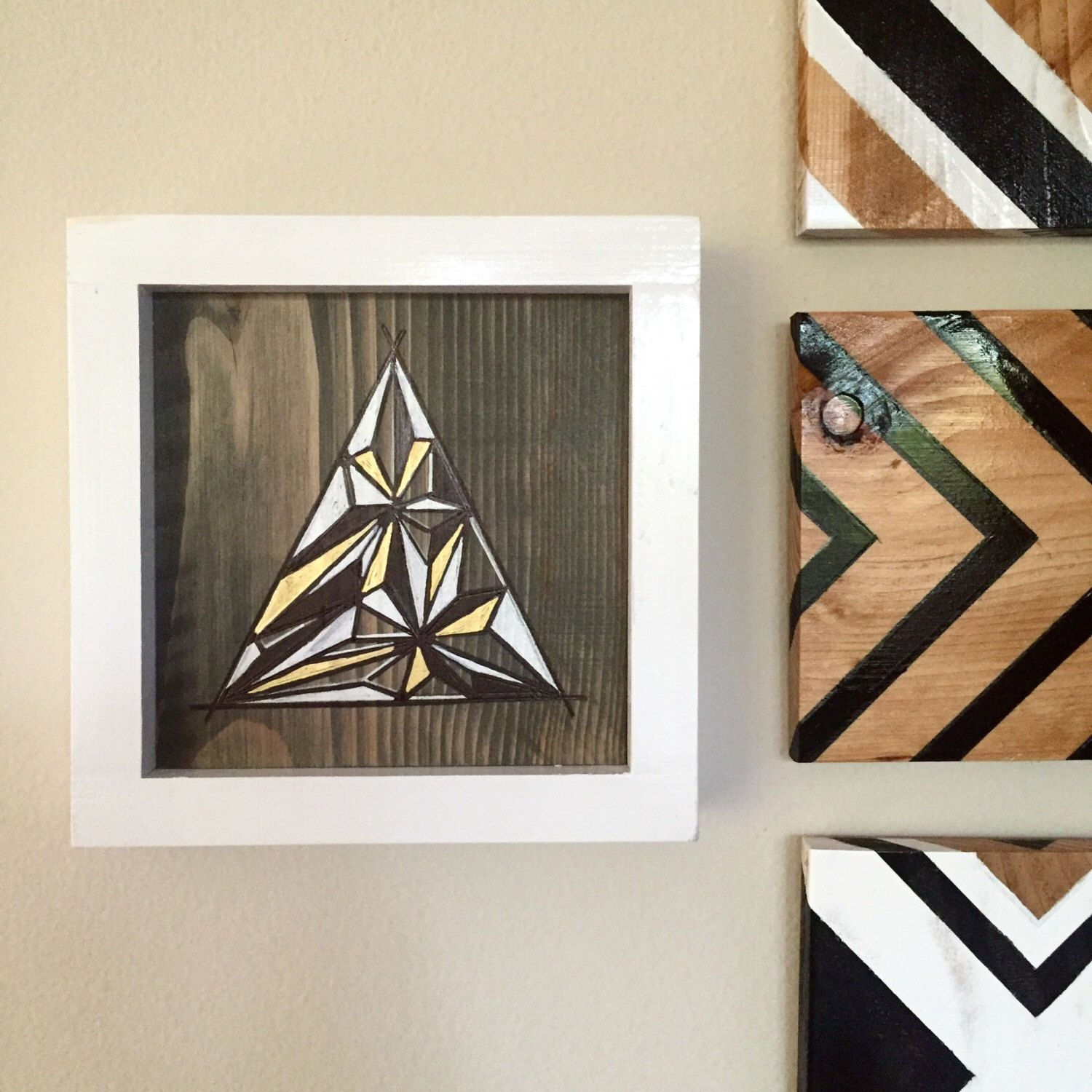Wallpaper #a2flDJMBSpphPi3-ROG8127 Triangle Reclaimed Wood Wall Art Gold Decor Home Decor Boho Decor