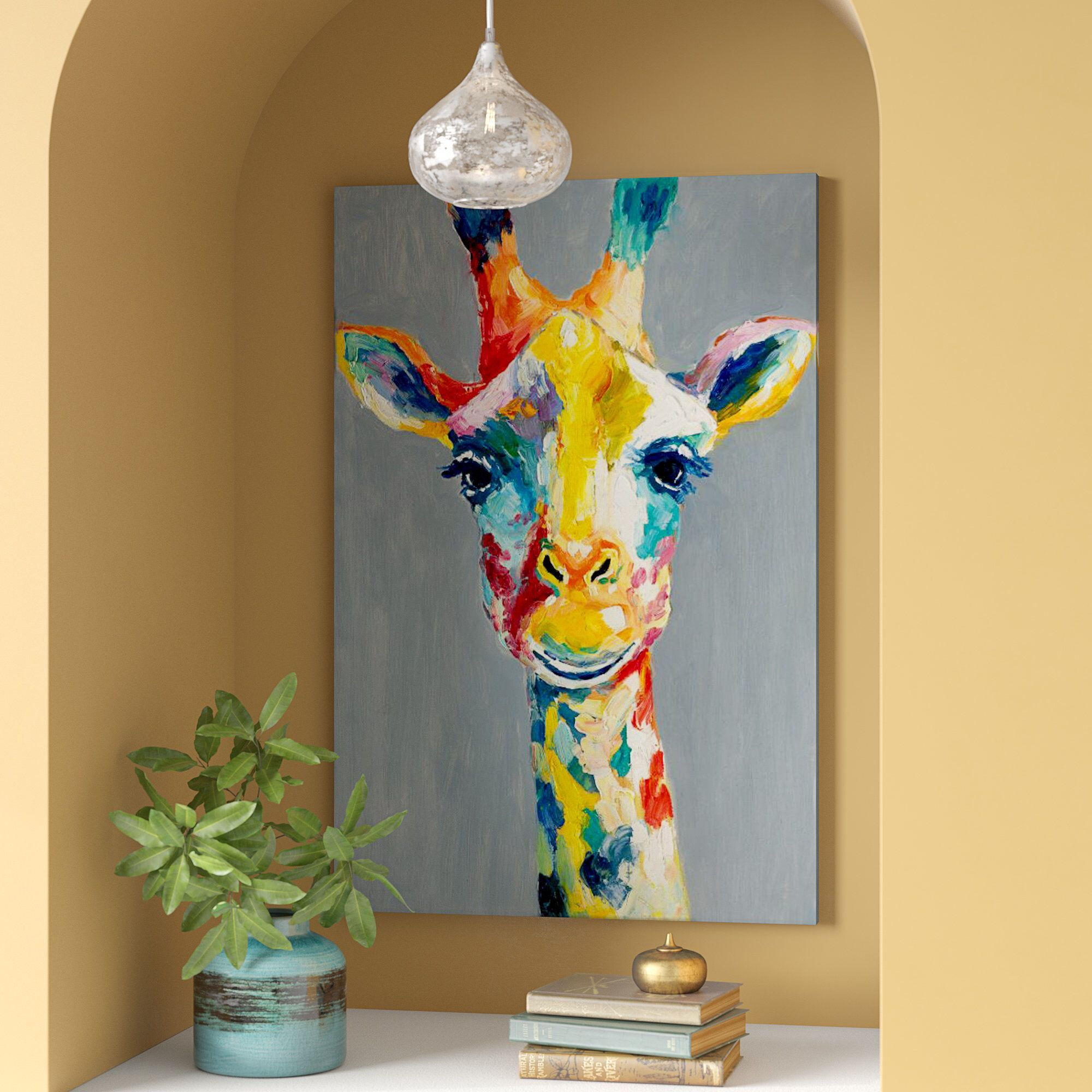 Wallpaper #W2g2IpMBSpphPi3-mTKk60 Colorful Giraffe Painting Print on Wrapped Canvas Reviews Buy the