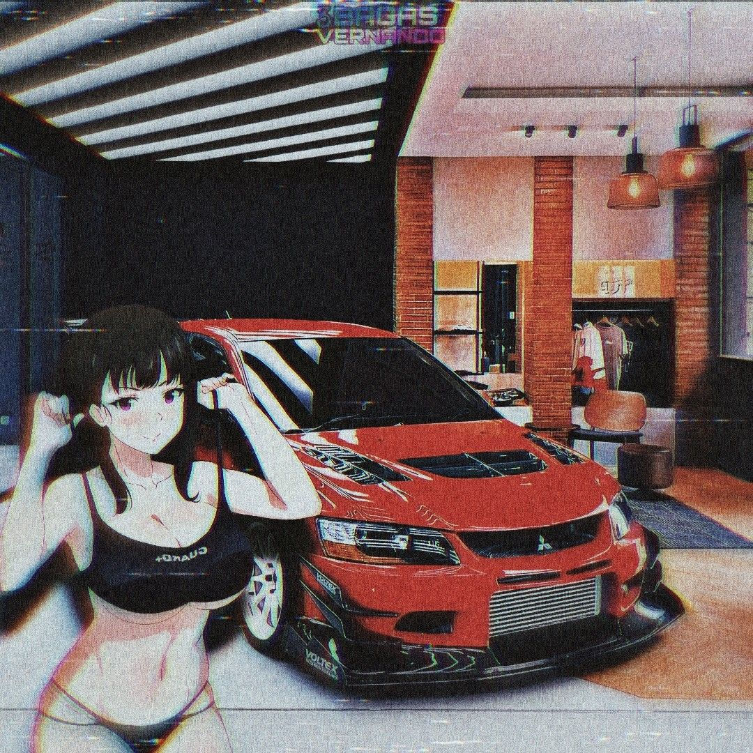 Wallpaper #46bf0 Download Girl Leaning on a Nissan Skyline Car Anime Wallpaper