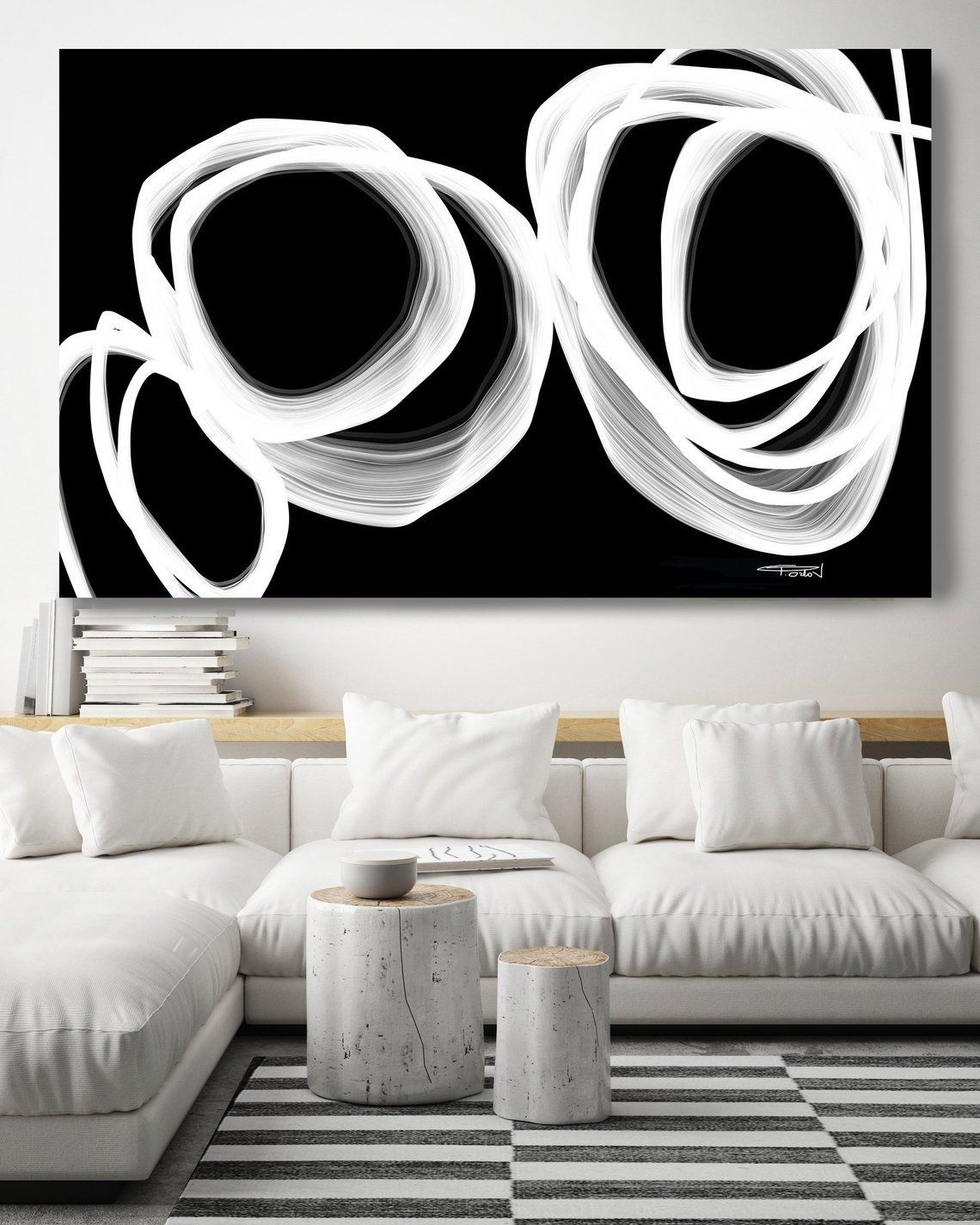 Wallpaper #52dQ-5IBSpphPi3-YpO8201 Black and White Circles Painting Black Abstract Art Abstract Etsy