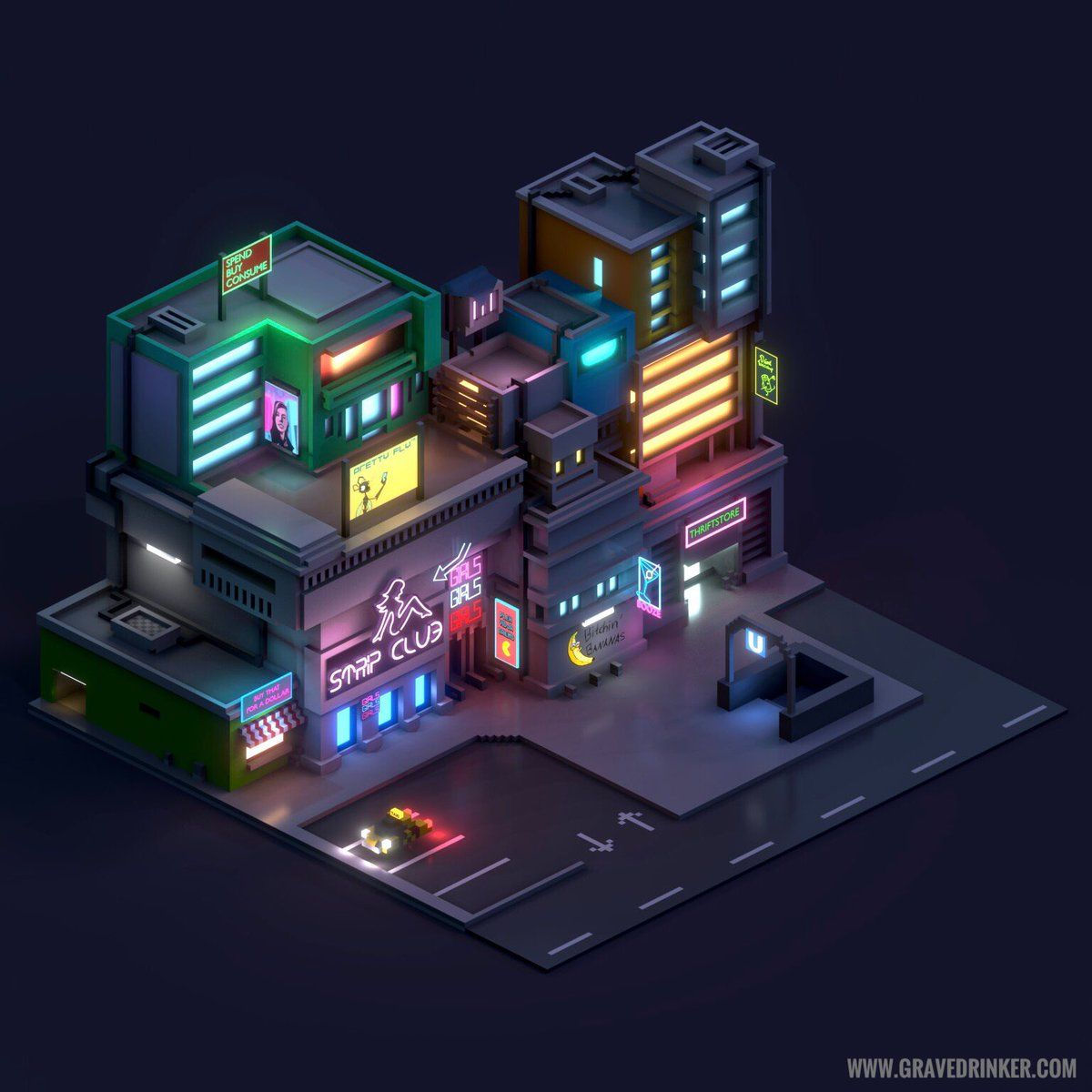 Wallpaper #13Qow44B_8f4nGFa7m8z16 Cyberpunk Diorama Isometric Art Diorama Isometric Design Images