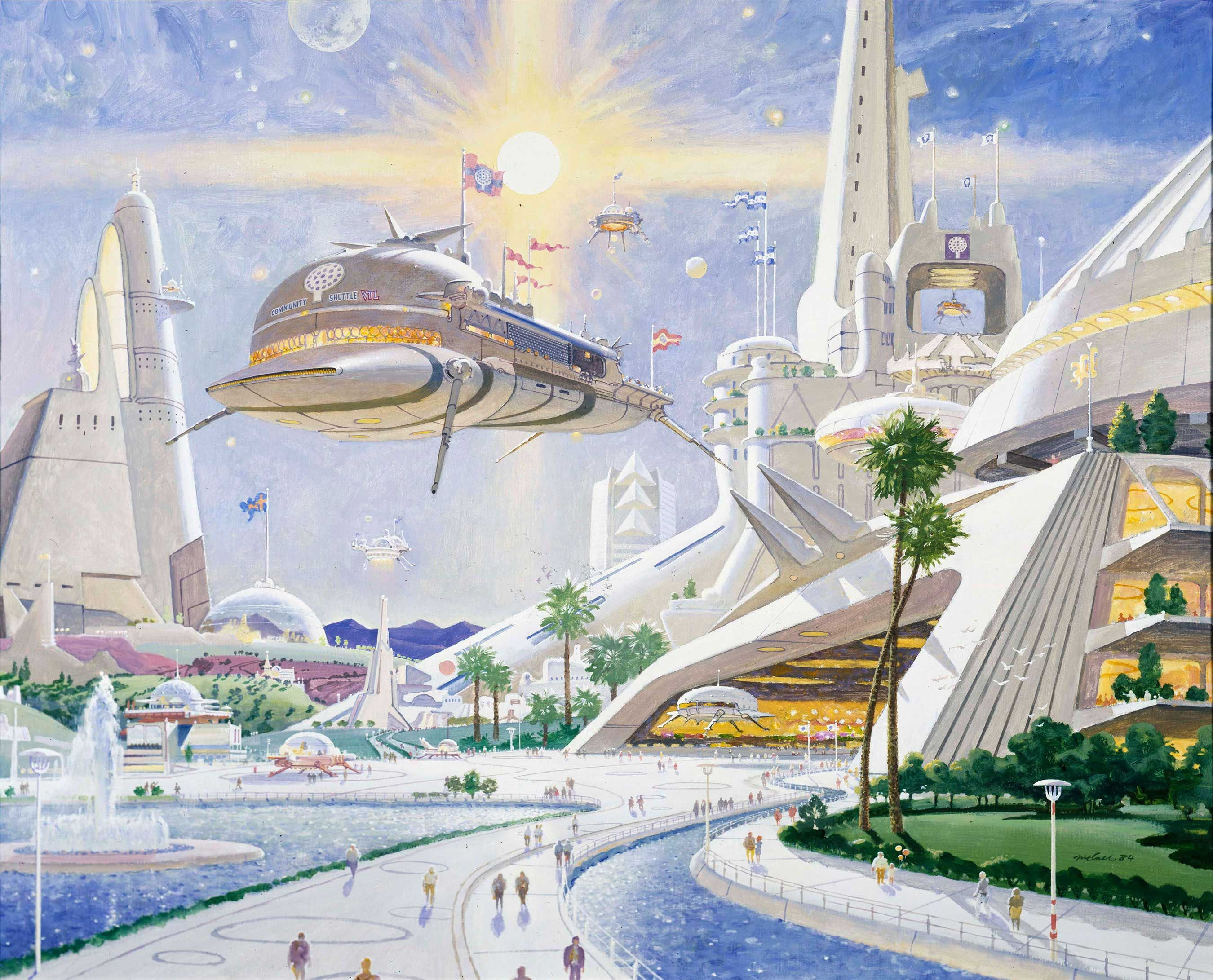 Wallpaper #xGhMHpMBSpphPi3-lig1189 Metropolis 2050 3 Retrofuturistic Art by Robert Mccall 1984