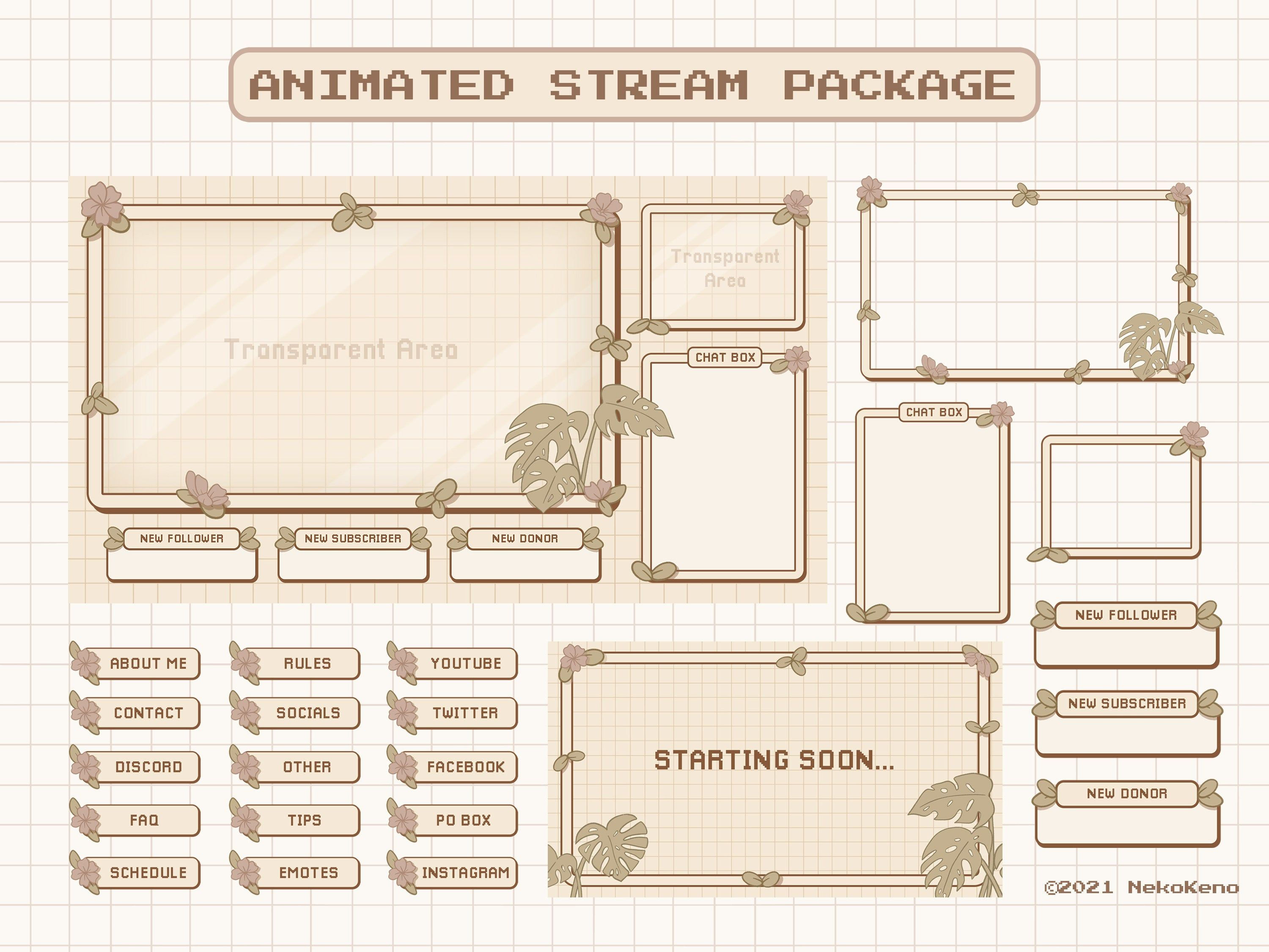 Wallpaper #Y88FO5MBOBUYluQYwLqS221 Animated Stream Overlay Package for Twitch Cute Instant Download