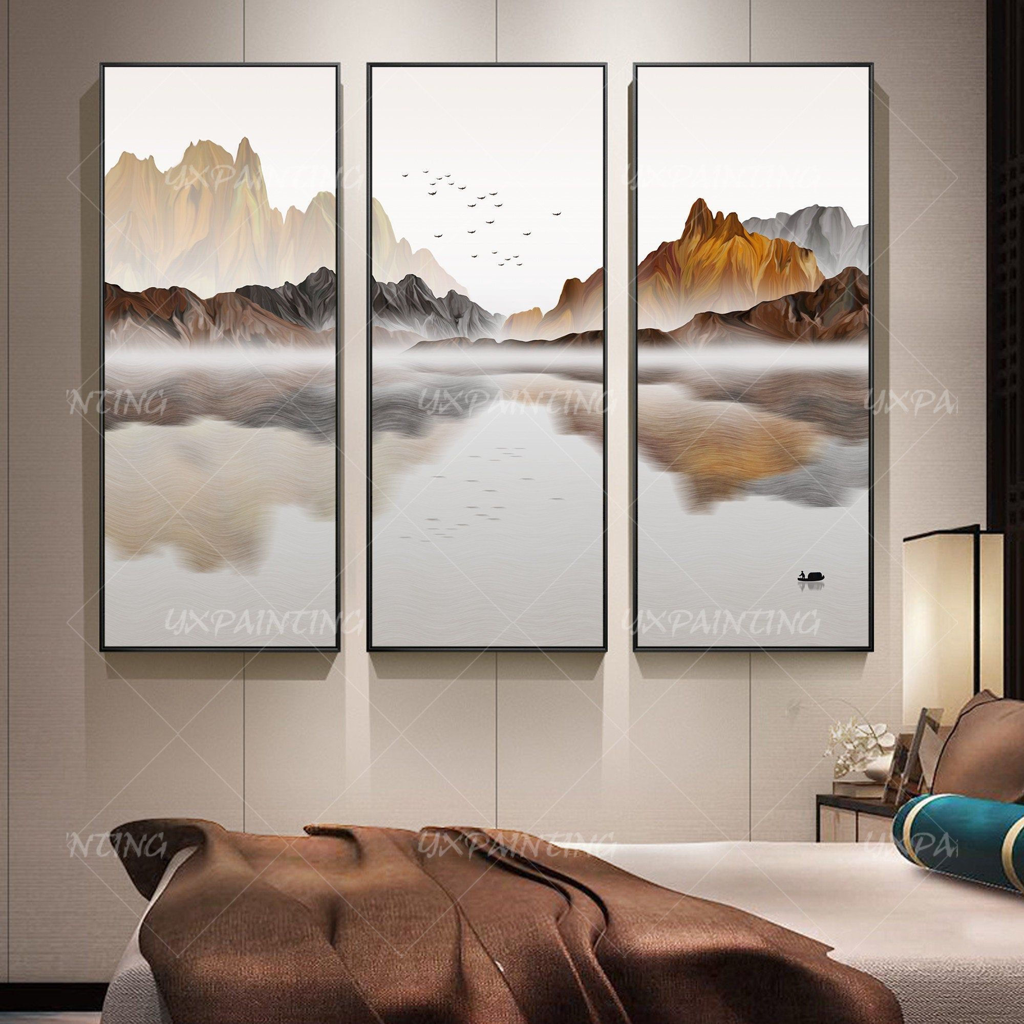 Wallpaper #FGfC_5IBSpphPi3-96QM449 3 Pieces Wall Art Mountain Art Abstract Painting Ready to Hang Etsy
