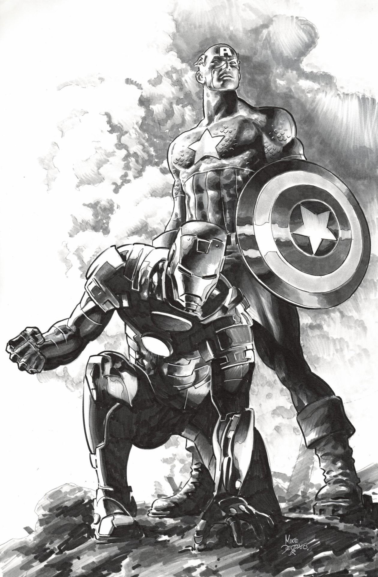 Wallpaper #zWdQ-ZIBSpphPi3-lozD235 Captain America and Iron Man by Mike Deodato Jr Iron Man Captain