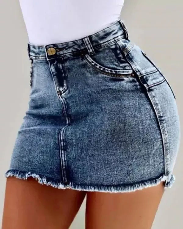 Wallpaper #_bmH3pIBJvJKYCmESQX0438 Olivia Mark High Waist Denim Miniskirt Denim Skirt Women Mini