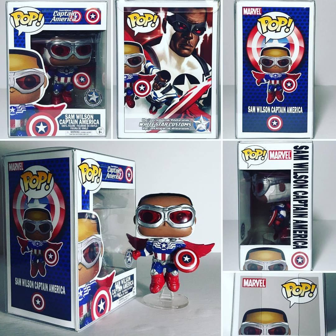 Wallpaper #36VyOJMBVBiSkHCa6I2W51 Sam Wilson as Captain America Custom Funko Pop by White Star Customs