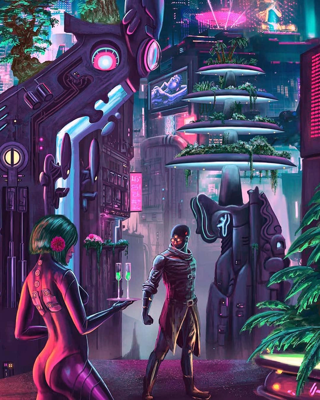Wallpaper #oXQkw44B_8f4nGFaAG9-12 Futuristic Art Retro Future Cyberpunk Life in the Future New Retro Wave