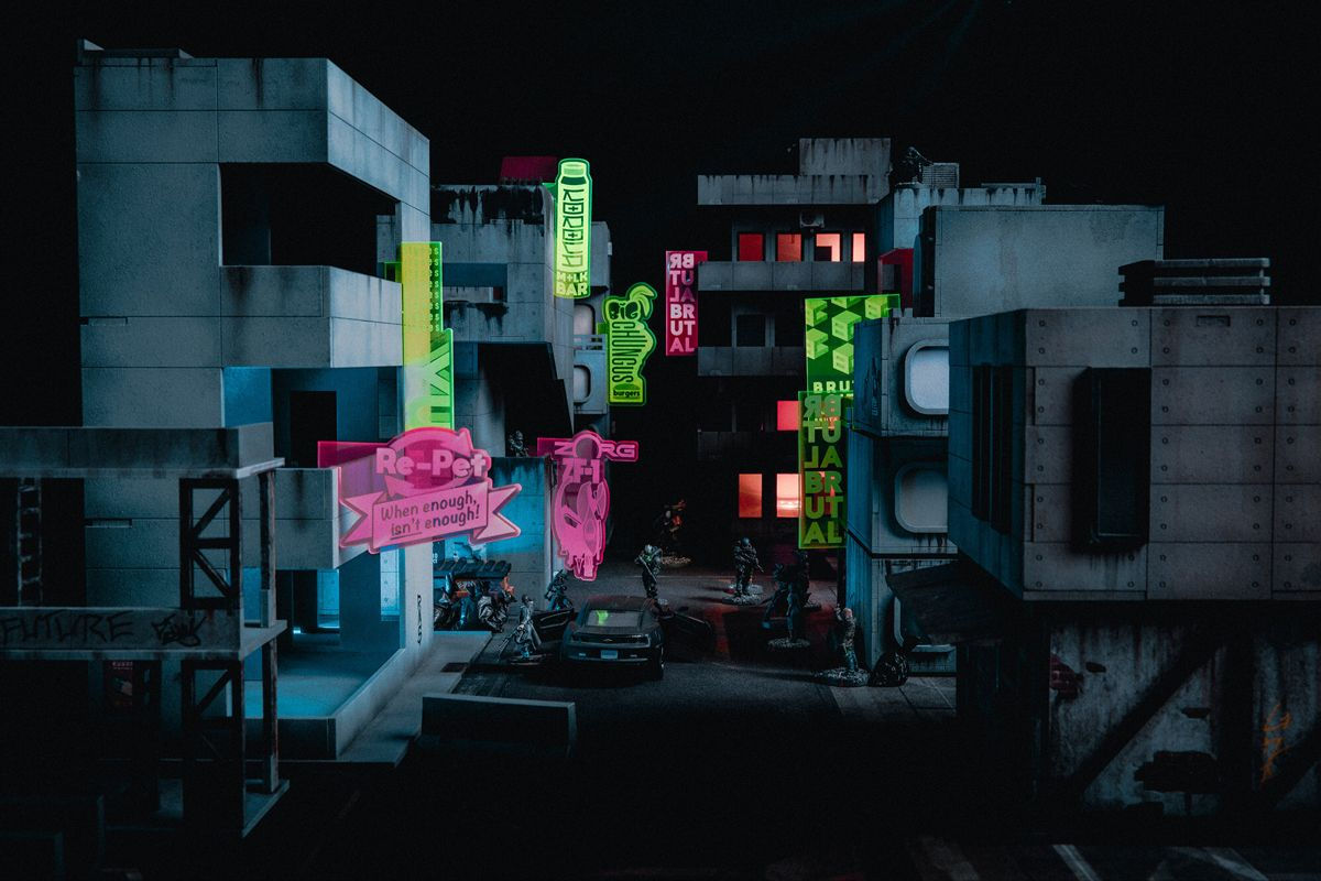 Wallpaper #33Q3wY4B_8f4nGFaV2121 Cyberpunk Neon Signs and Terrain Cyberpunk City Wargaming Terrain