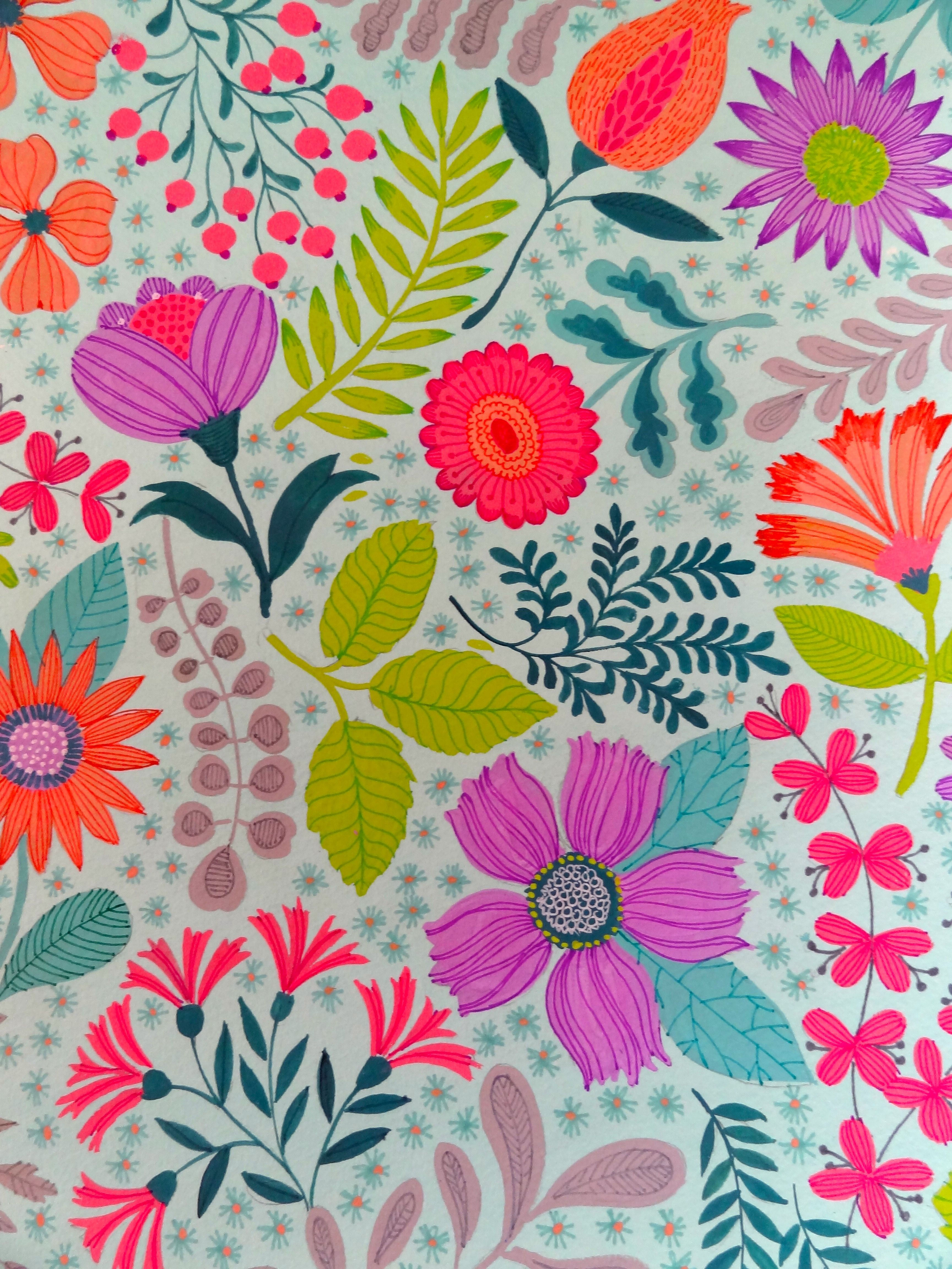 Wallpaper #4GdP9JIBSpphPi3-k3mn283 Flower Print Pattern Floral Pattern Vector Flower Prints Pretty