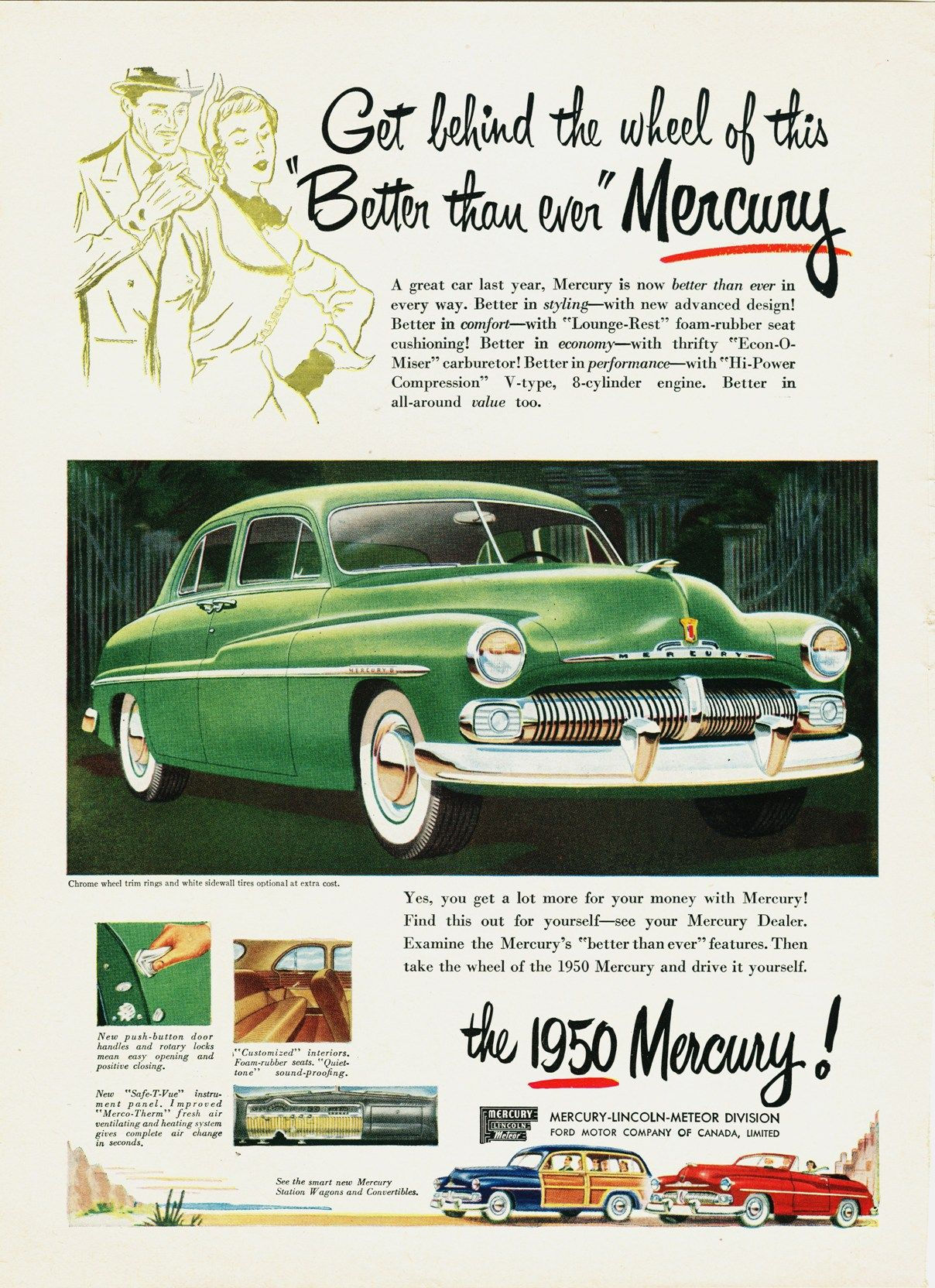 Wallpaper #4aeuMpMBlSzal8H1CtvX38 1950 Mercury Green Sedan Ad Canada Vintage Cars Classic Cars