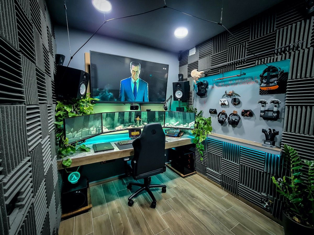 Wallpaper #Lh07LJMBlOZrFDOkAMrZ202 40 Gaming Setups That We Really Like Game Room Game Room Design