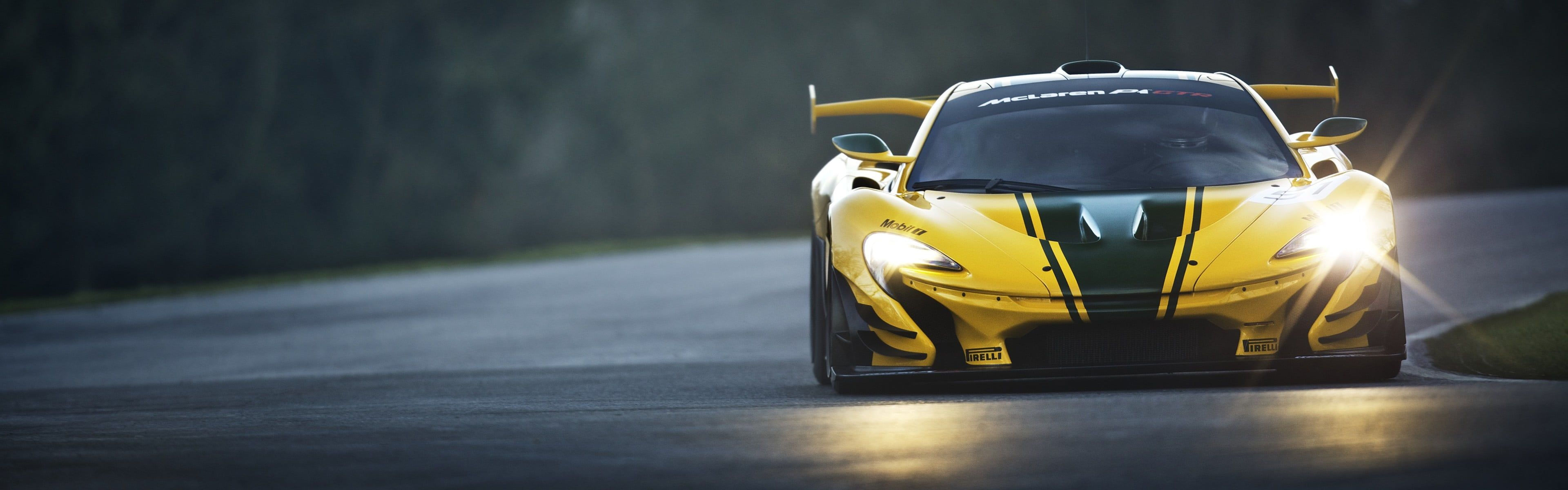 Wallpaper #bWhyIZMBSpphPi3-IzBD251 Yellow Super Car Mclaren P1 GTR Race Tracks Car Dual Monitors Multiple