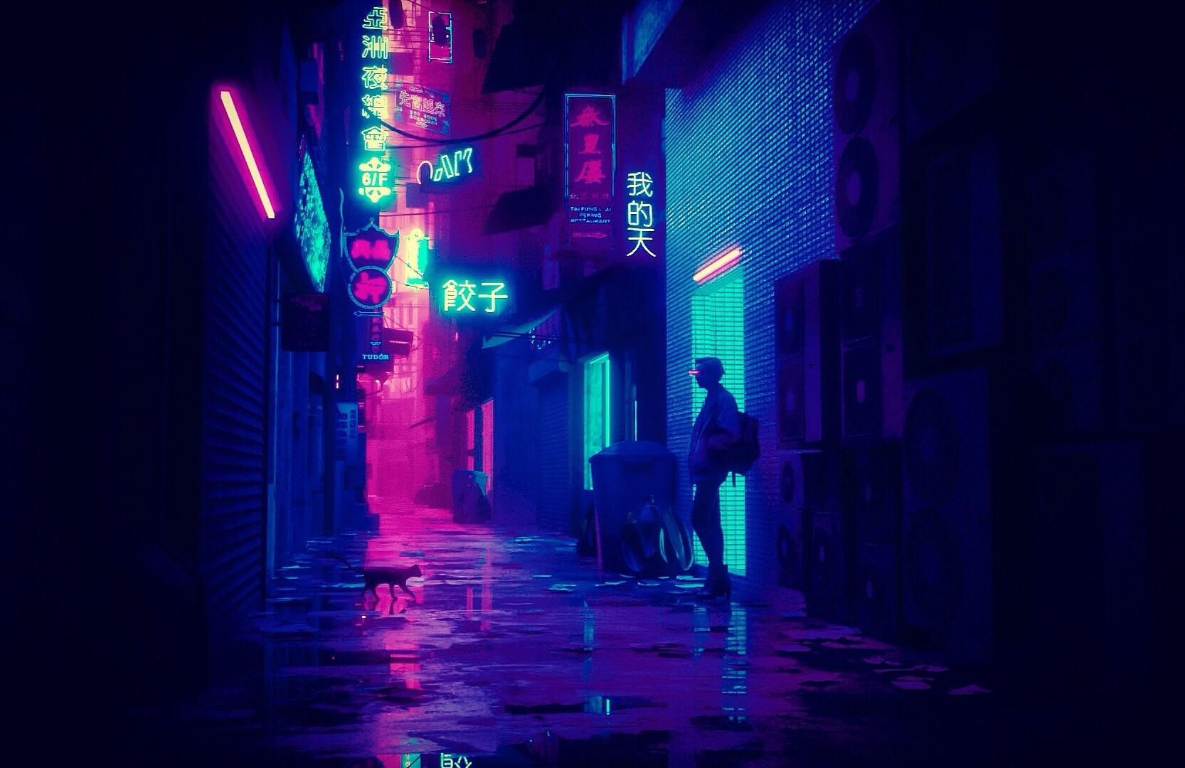 Wallpaper #2nRDwo4B_8f4nGFa626p38 Some Cyberpunk Neon Alley I Made in Blender3d Neon Cyberpunk Aesthetic