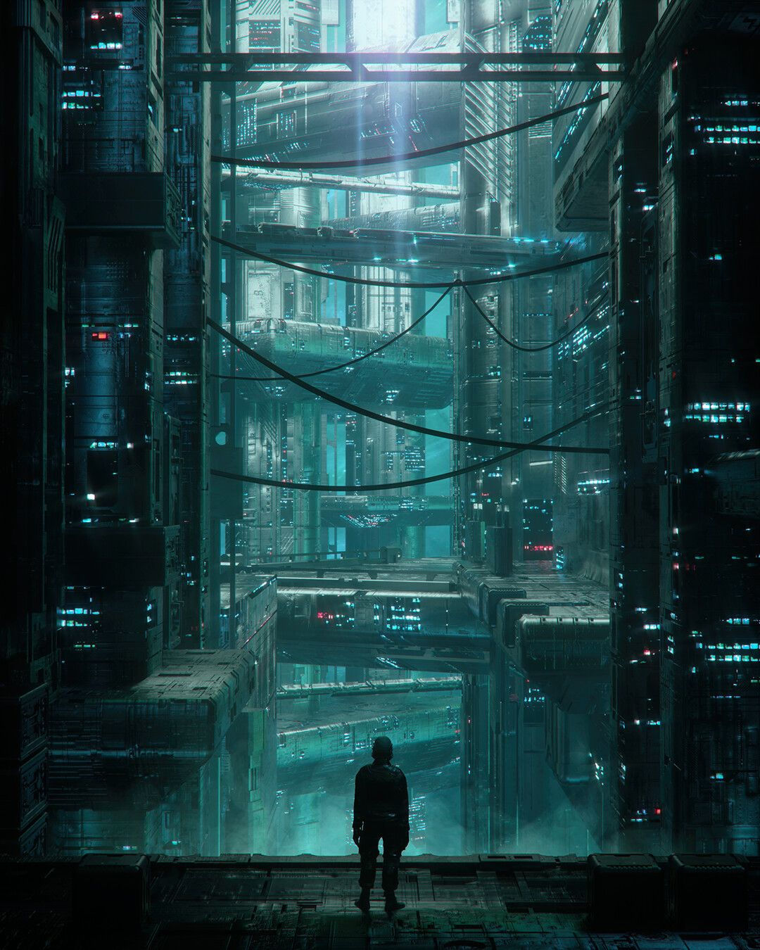 Wallpaper #N-bUMpMBA7IOc3WmwxKC23 Fragments of a Hologram Dystopia Cyberpunk City Futuristic Art