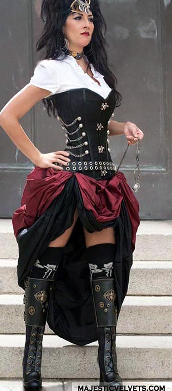 Wallpaper #_bmH3pIBJvJKYCmESQX0150 3 PC Steampunk Corset with Double Bustle Skirt by Majesticvelvets