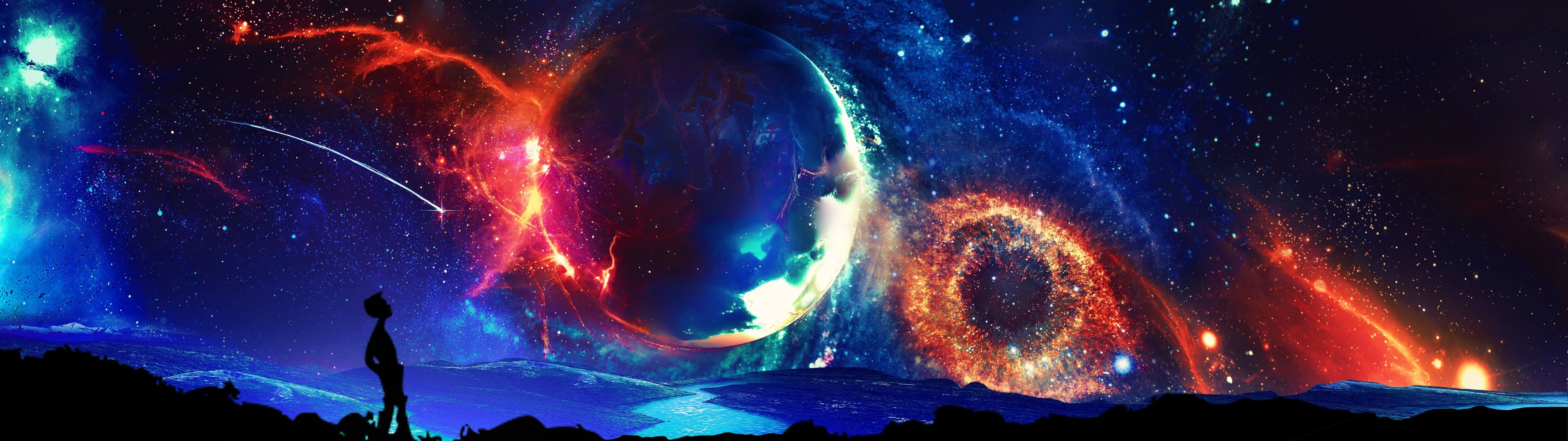 Wallpaper #U0CBL5MBJhL2WPbaJ71R98 Digital Art Universe Dual Monitors Space Multiple Display 5K