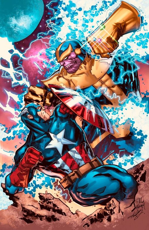 Wallpaper #irhD15IBJvJKYCmEMuI570 Captain America vs Thanos Commission by Ken Lashley Colored by Jesse