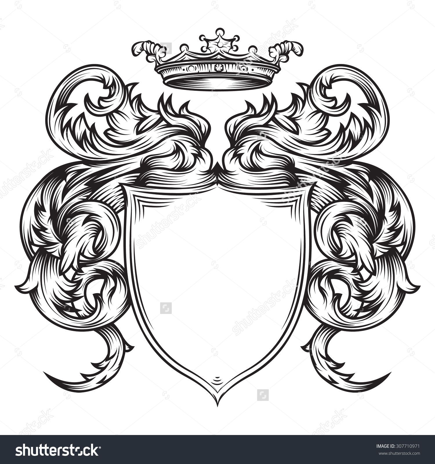 Wallpaper #AWjQGZMBSpphPi3-KBla12 Vector Drawing of a Heraldic Shield Line Art Easy to Edit Layers