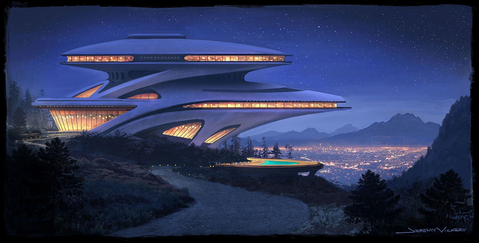 Wallpaper #J3058o4Bnwiau_P6HAuj51 House in the Hills Futuristic Art Futuristic Technology Futuristic