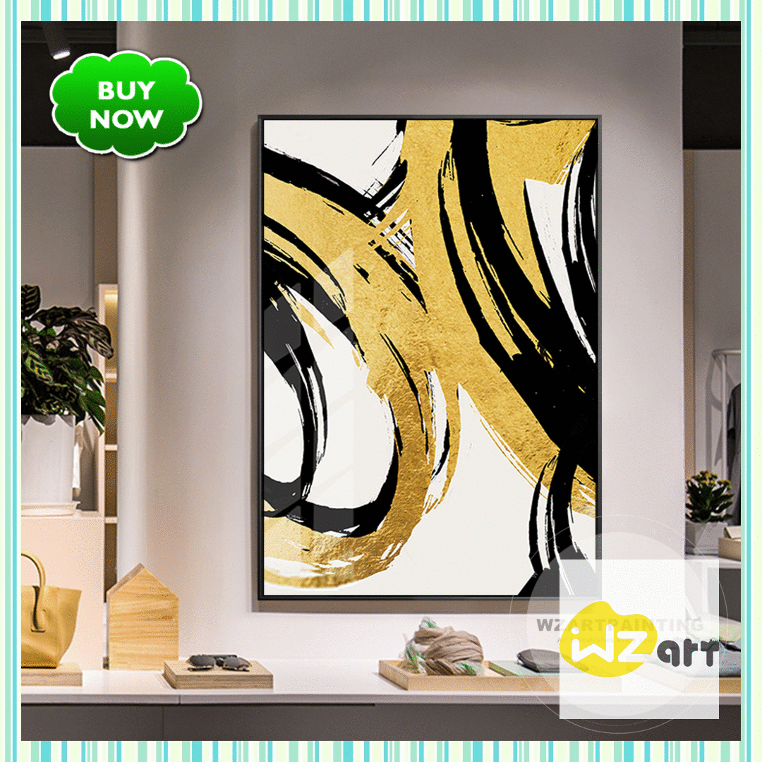 Wallpaper #W2g2IpMBSpphPi3-mTKk156 Modern Abstract Gold White Wall Art Print Painting on Canvas Cuadros
