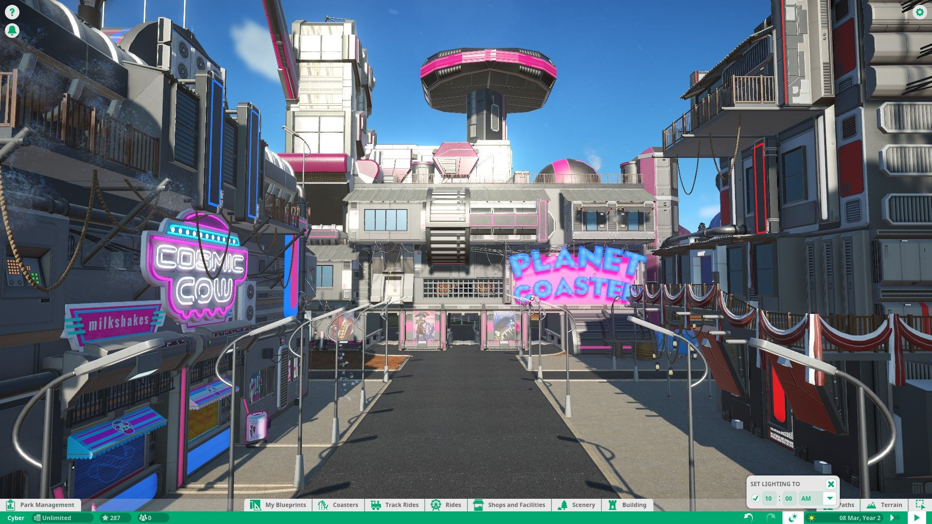 Wallpaper #1RmnHo8BtGB6xQ78OHlu24 Steam Atolyesi Cyberpunk Entrance Strobe Edge Planet Coaster