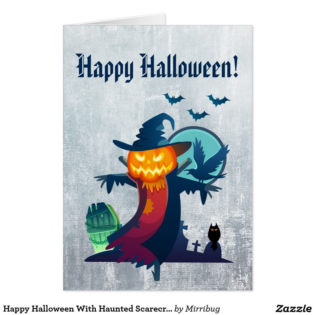 Wallpaper #ITHVNZMB5zzyi_yYzVif182 Happy Halloween with Haunted Scarecrow Greeting Card Halloween Cards