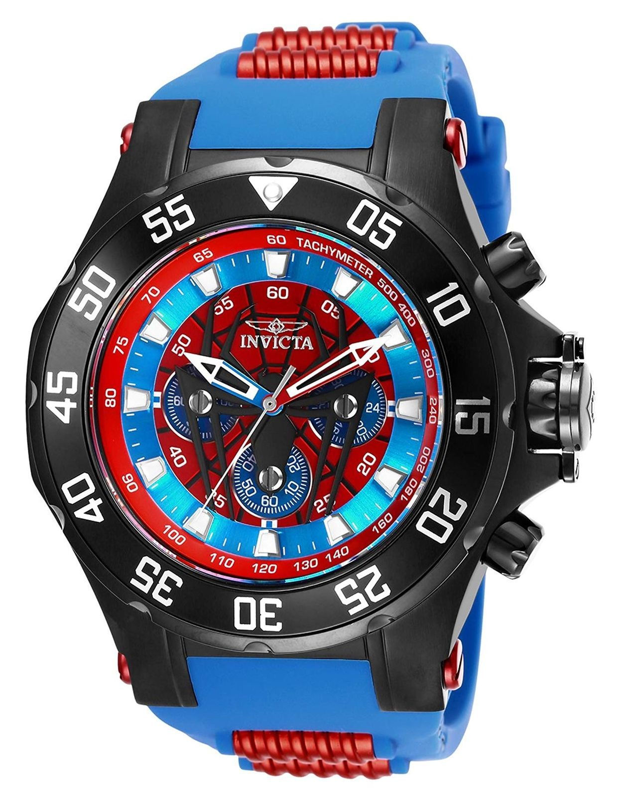 Wallpaper #oaekMpMBlSzal8H1z9sD154 Invicta 25689 Marvel Spiderman Mens 52mm Black Steel Redblue Dial