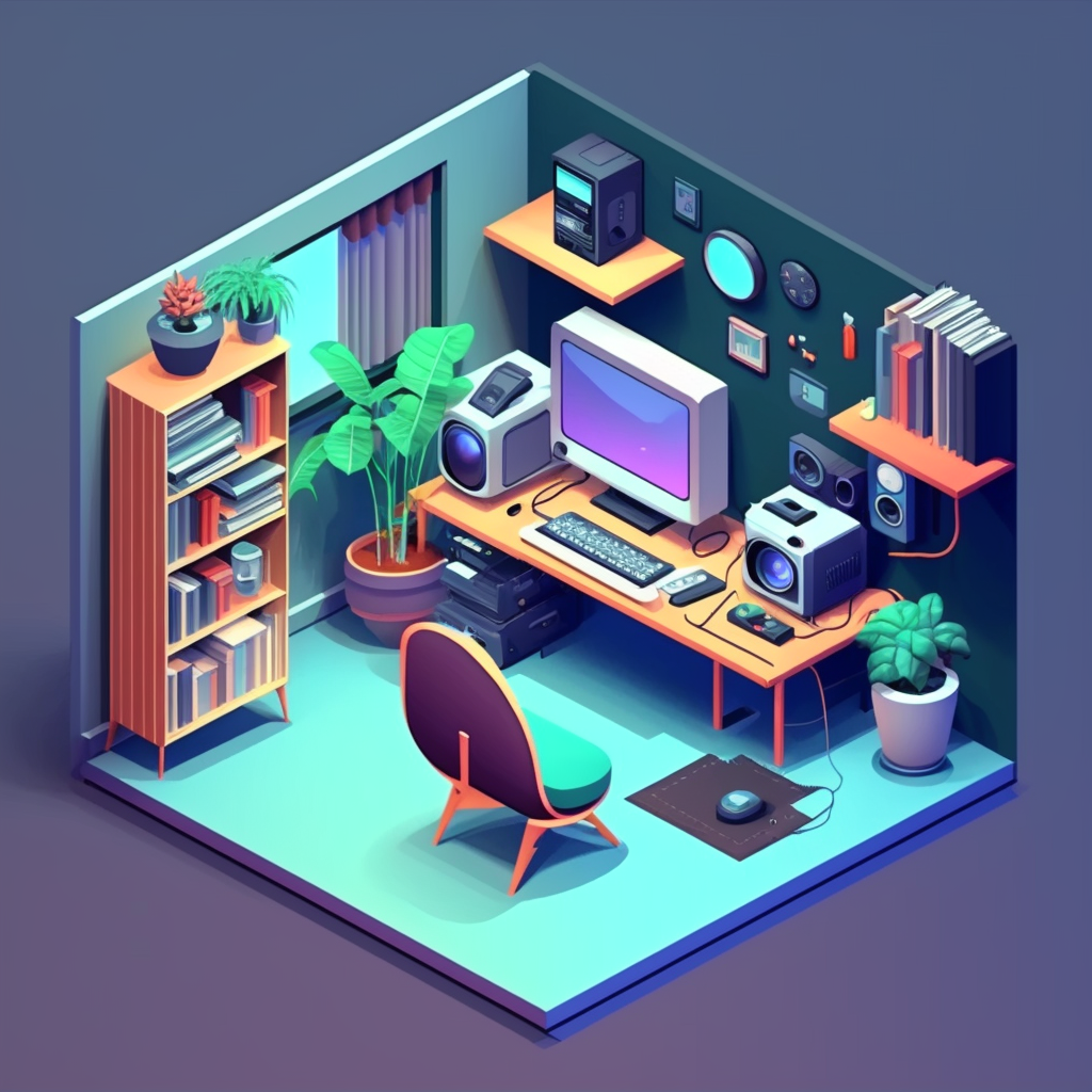Wallpaper #smjUIJMBSpphPi3-ZS4W479 Blender 3D Render Midjourney AI Gamer Computer Setup Floating Island