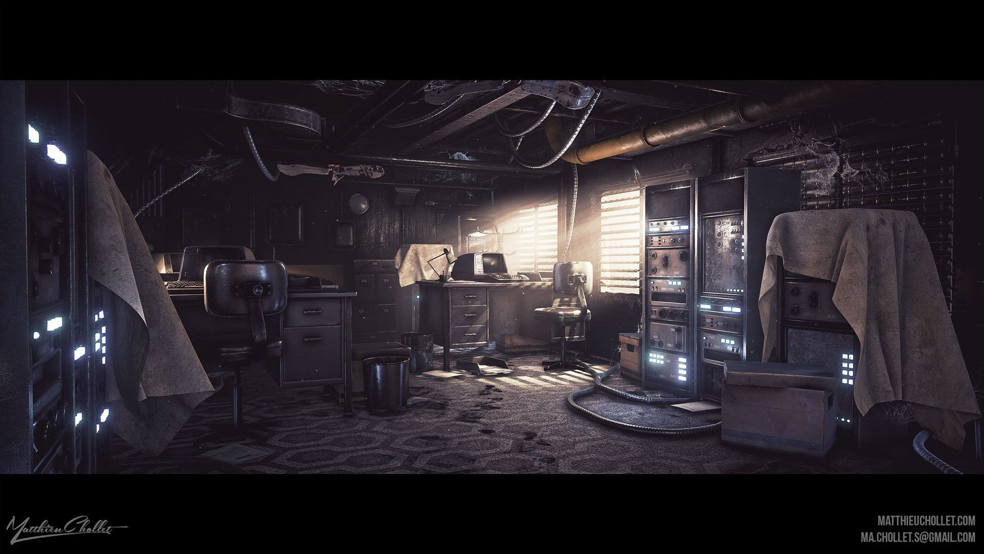 Wallpaper #ZmiMF5MBSpphPi3-4Q91249 Artstation Underground Office Matthieu Chollet Cyberpunk Interior