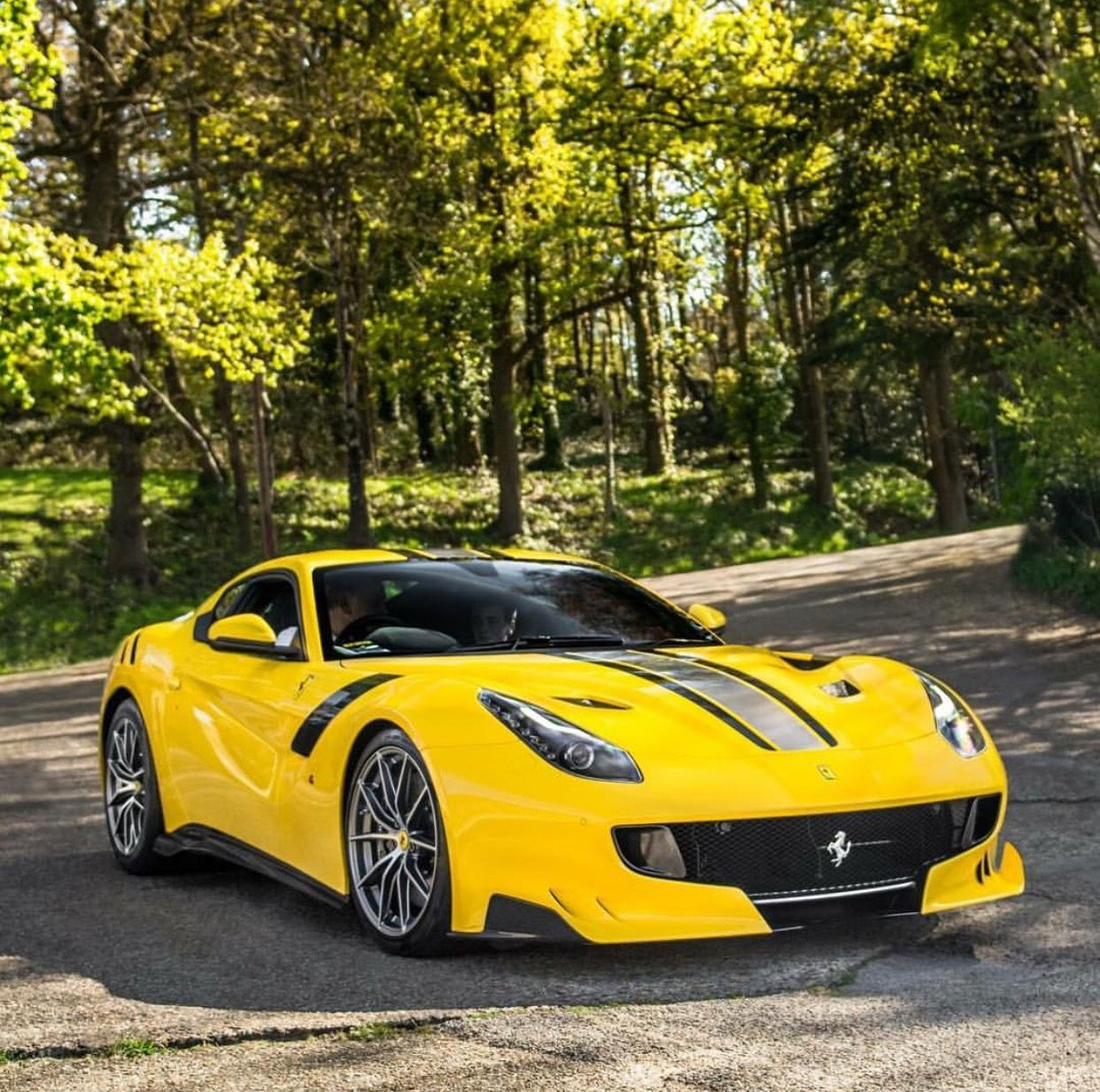 Wallpaper #zkX6ko4B7YBJg1BVzZ7p50 Ferrari F12 Tdf Painted in Giallo Tristrato W Silver and Black Central