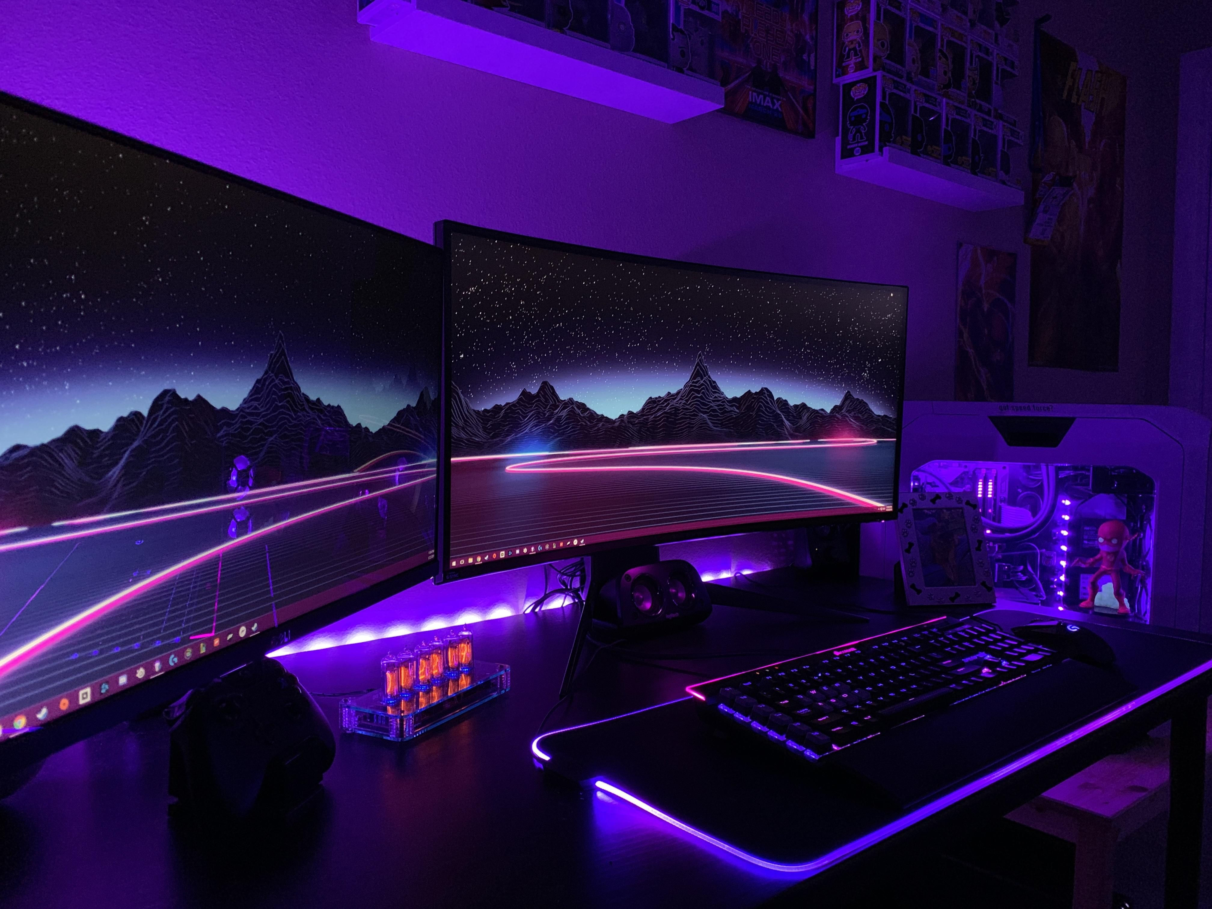 Wallpaper #MWcjC5MBSpphPi3-X9jd307 Purple Haze Computer Gaming Room Gaming Room Setup Computer Setup PC