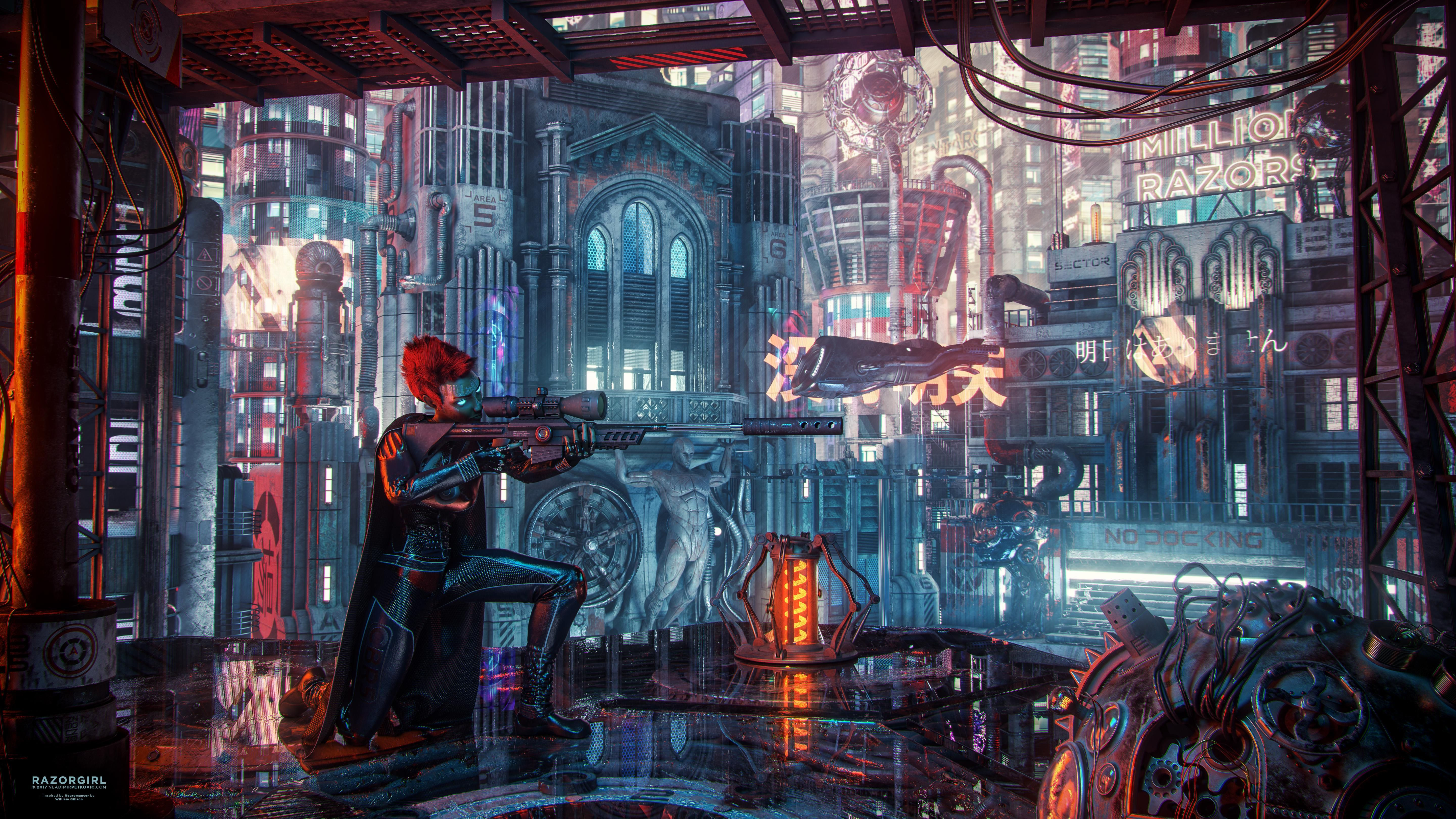 Wallpaper #13N9iI4BFI5NbQksJyGg18 Razorgirl by Vladimir Petkovic Cyberpunk Aesthetic Cyberpunk