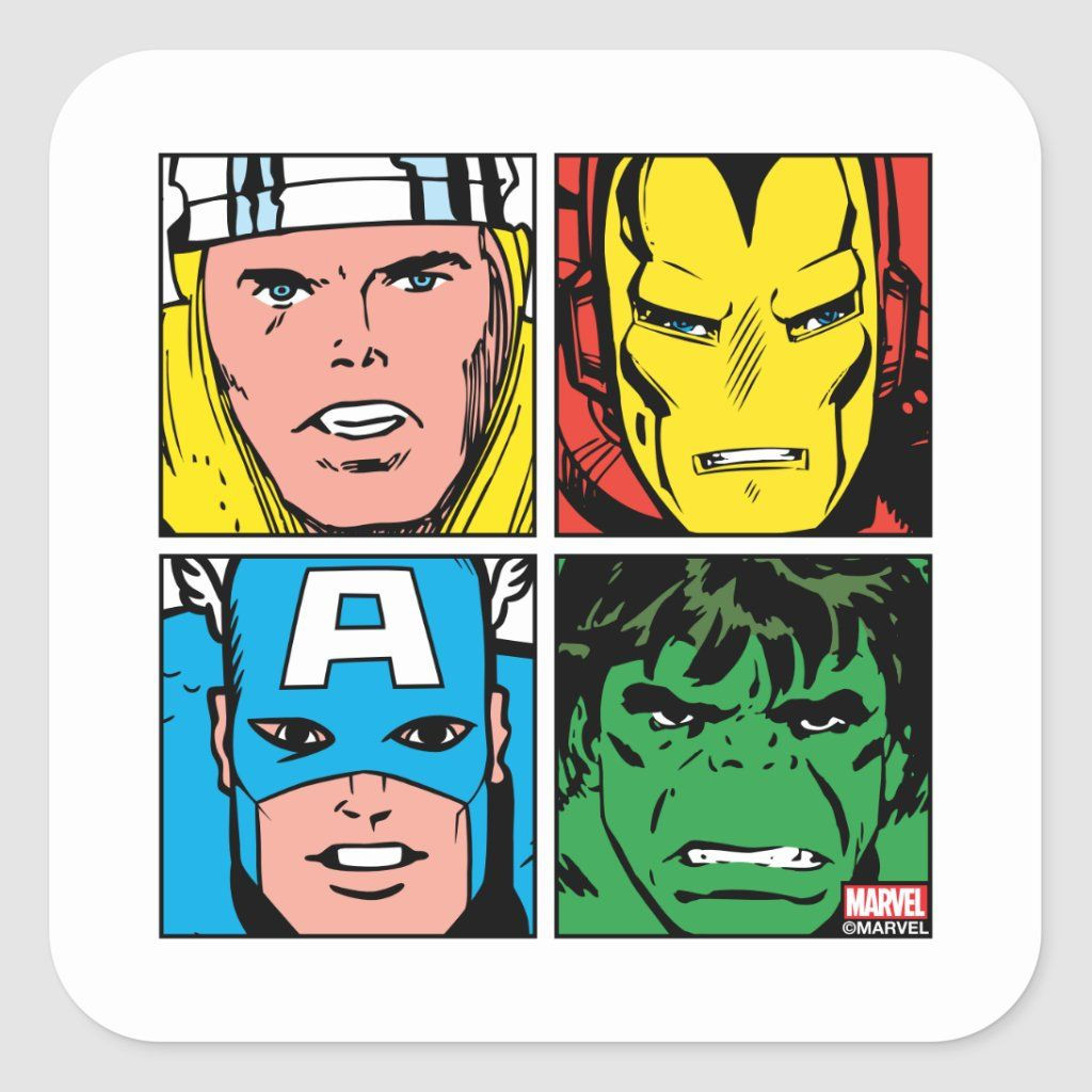 Wallpaper #nGf05pIBSpphPi3-mjUr281 Thor Iron Man Captain America Hulk Pattern Square Sticker Zazzle
