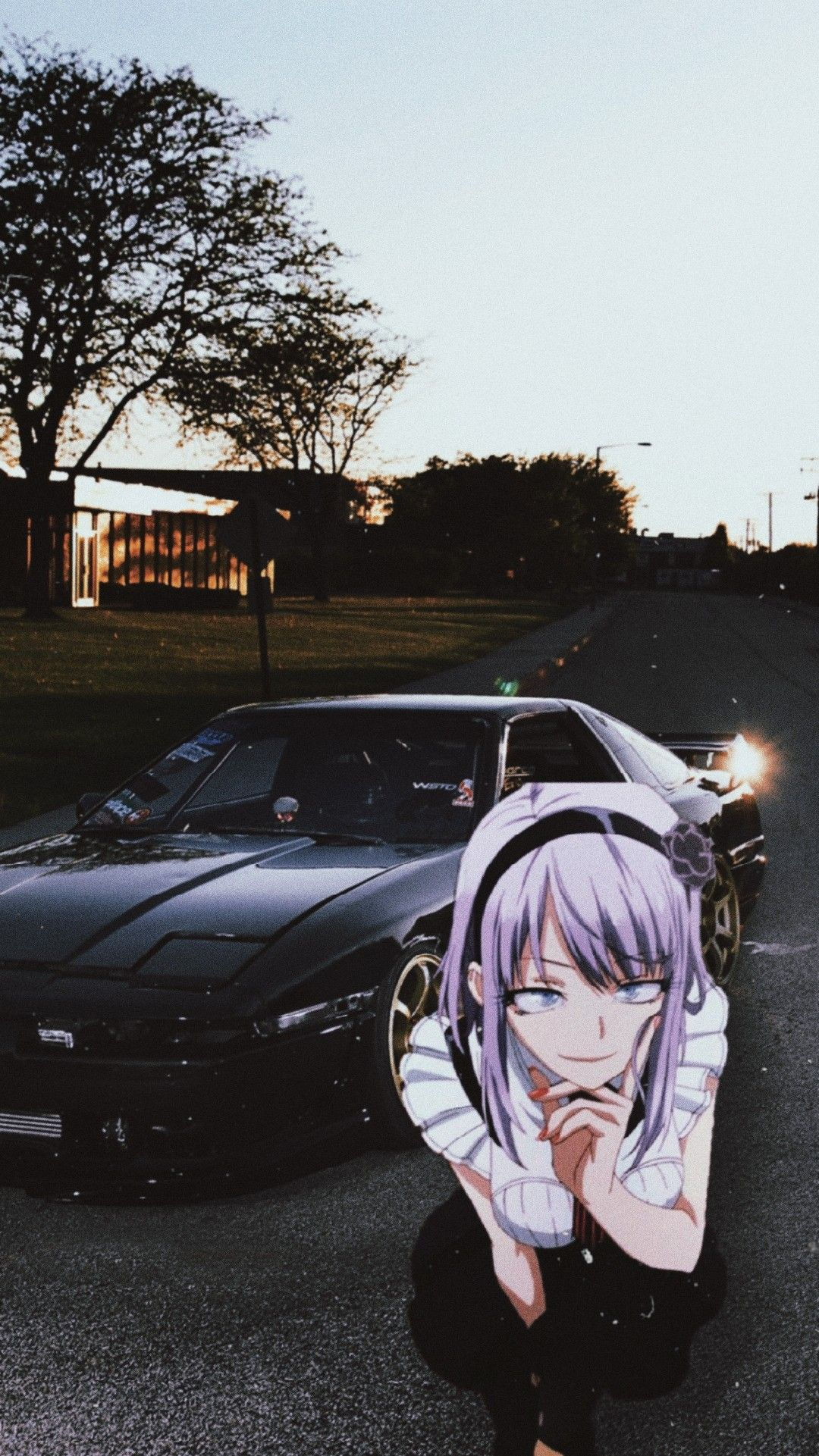 Wallpaper #46bf0 Download Girl Leaning on a Nissan Skyline Car Anime Wallpaper