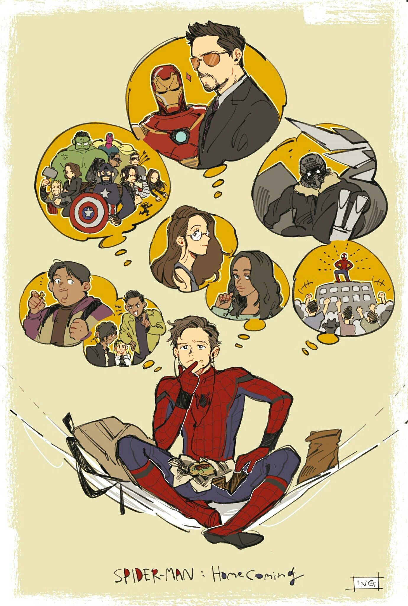 Wallpaper #_GjhFpMBSpphPi3-CAzn316 Peter Parker Spider Man Homecoming Cr Marvel Fan Art Marvel