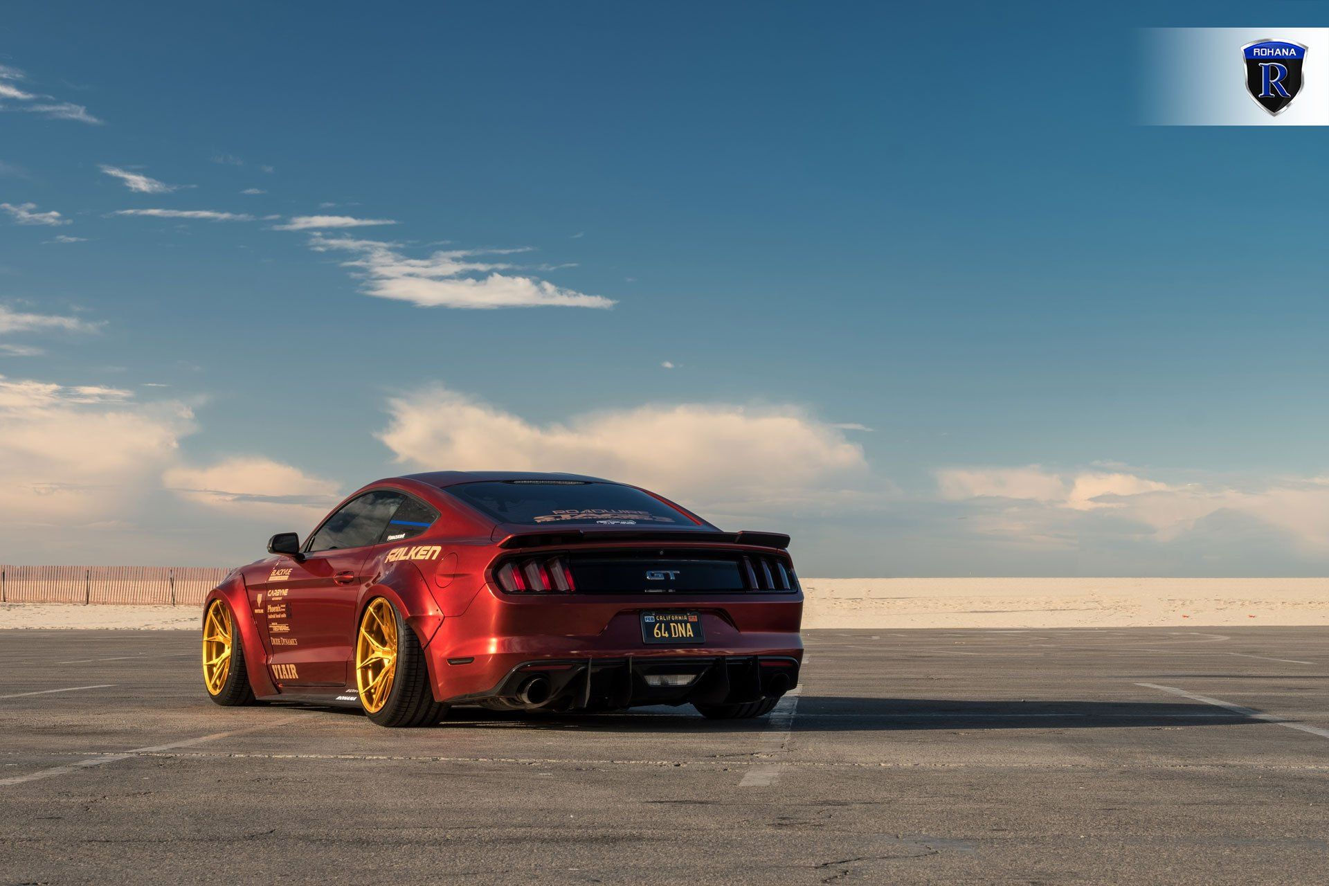 Wallpaper #1hnUB48BtGB6xQ78lVeE47 Red Debadged Ford Mustang Showing Off Custom Fender Flares and More
