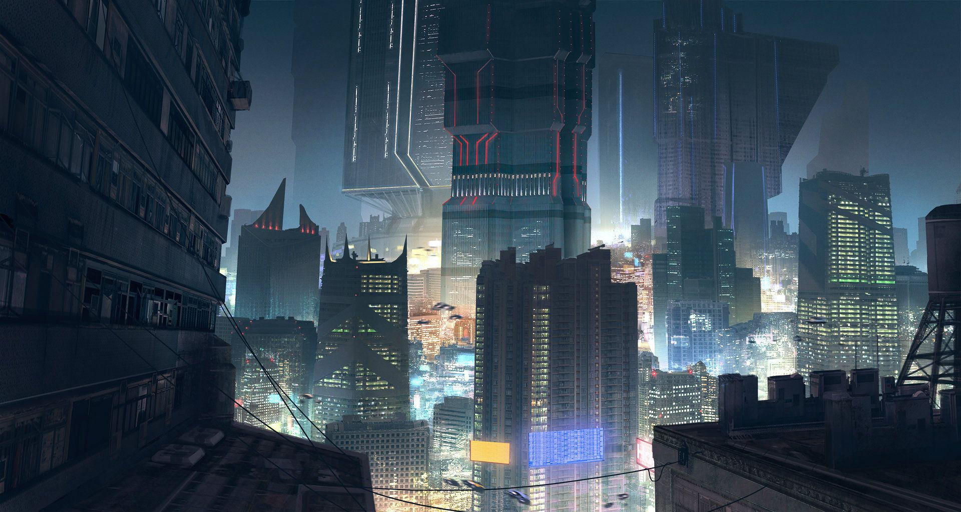 Wallpaper #AXMOgo4BFI5NbQksOhlH34 Cyberpunk Cityscape Klaus Pillon Cidade Futurista Paisagem Fantasia