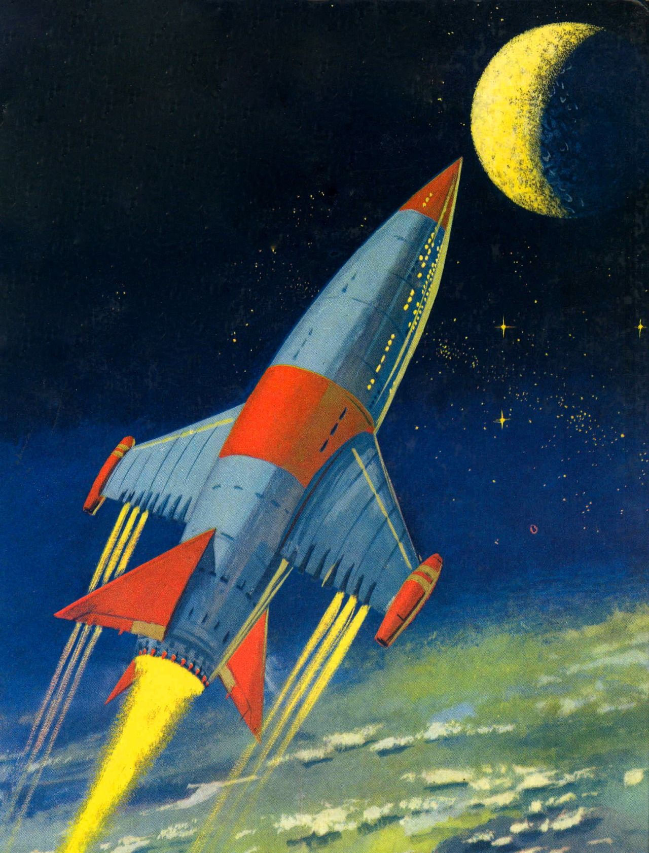 Wallpaper #f2954 Vintage Art Print Science Fiction Retro Ufo Poster Space Etsy