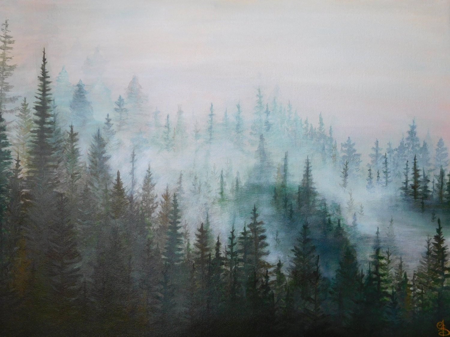 Wallpaper #BGdQC5MBSpphPi3-qtkV146 Misty Pines Painting Original Forest Painting Pine Tree Etsy Pine