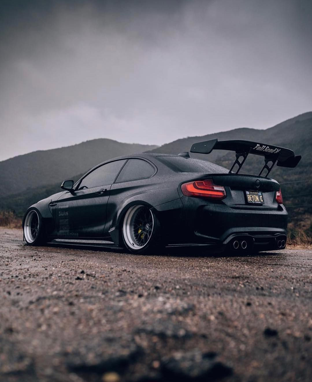 Wallpaper #n8YHM5MBVgN6TXj6Ynfd141 BMW F87 M2 Black Widebody Slammed Wing